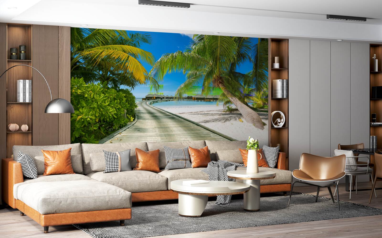 Fototapet Calea către cabanele de pe malul mării