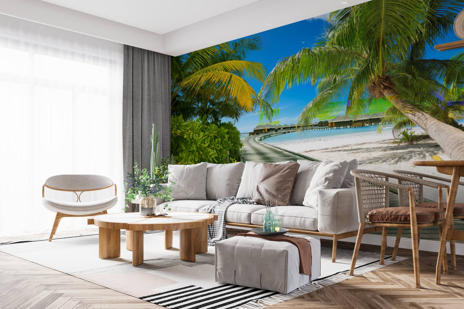 Fototapet Calea către cabanele de pe malul mării