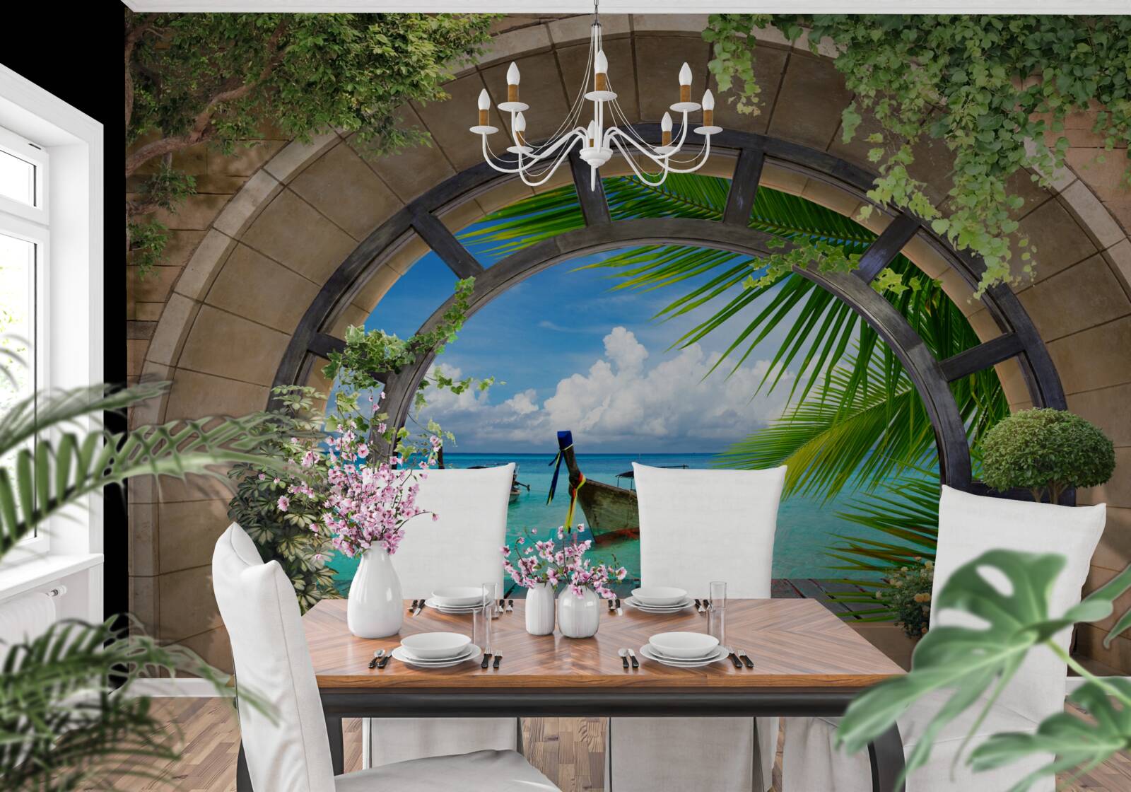 Fototapet acoperiș solar cu vedere panoramică la apa albastră a mării