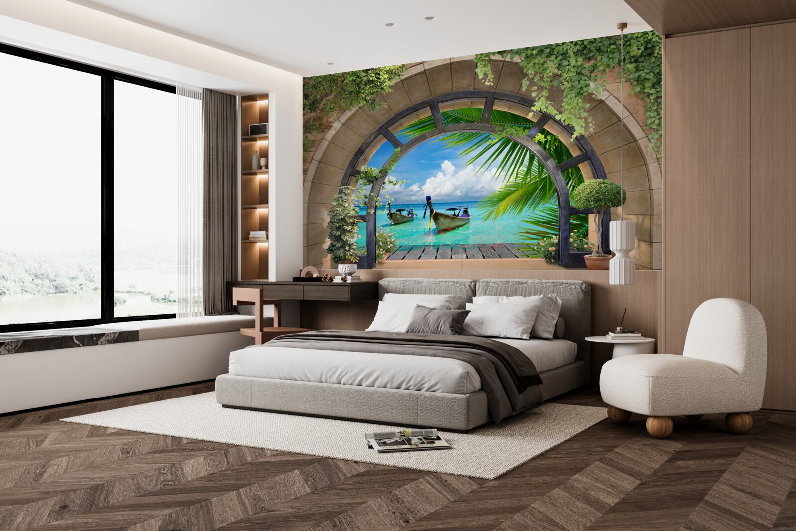 Fototapet acoperiș solar cu vedere panoramică la apa albastră a mării