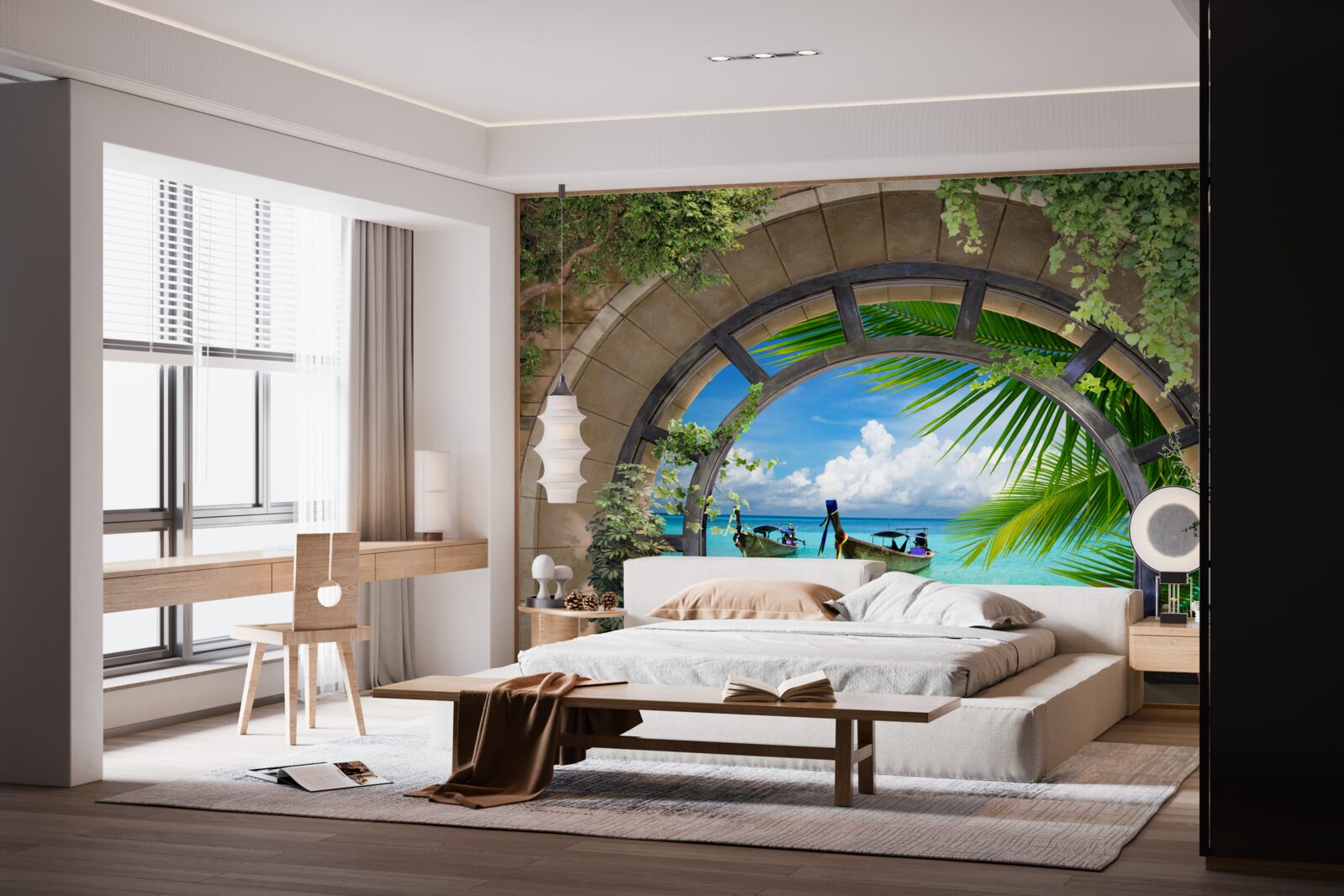 Fototapet acoperiș solar cu vedere panoramică la apa albastră a mării