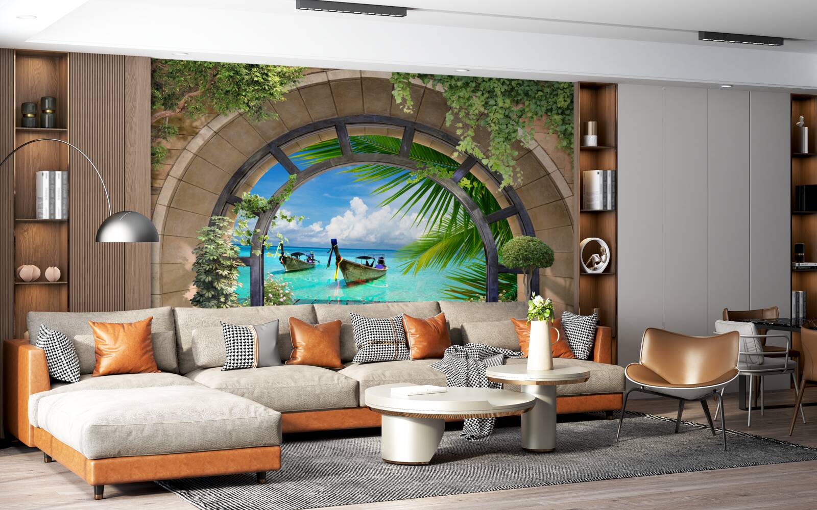 Fototapet acoperiș solar cu vedere panoramică la apa albastră a mării