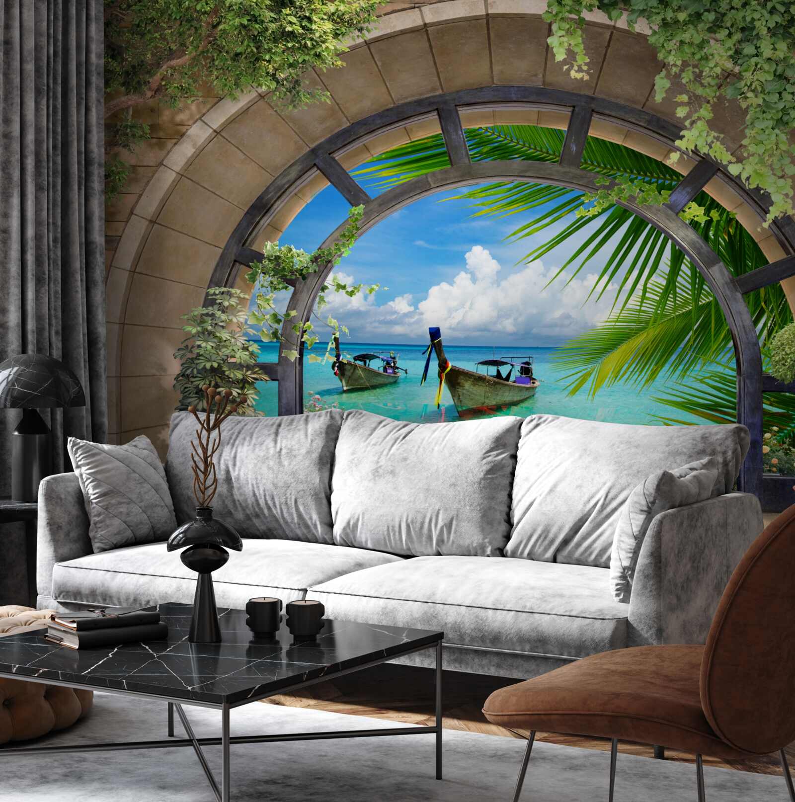 Fototapet acoperiș solar cu vedere panoramică la apa albastră a mării