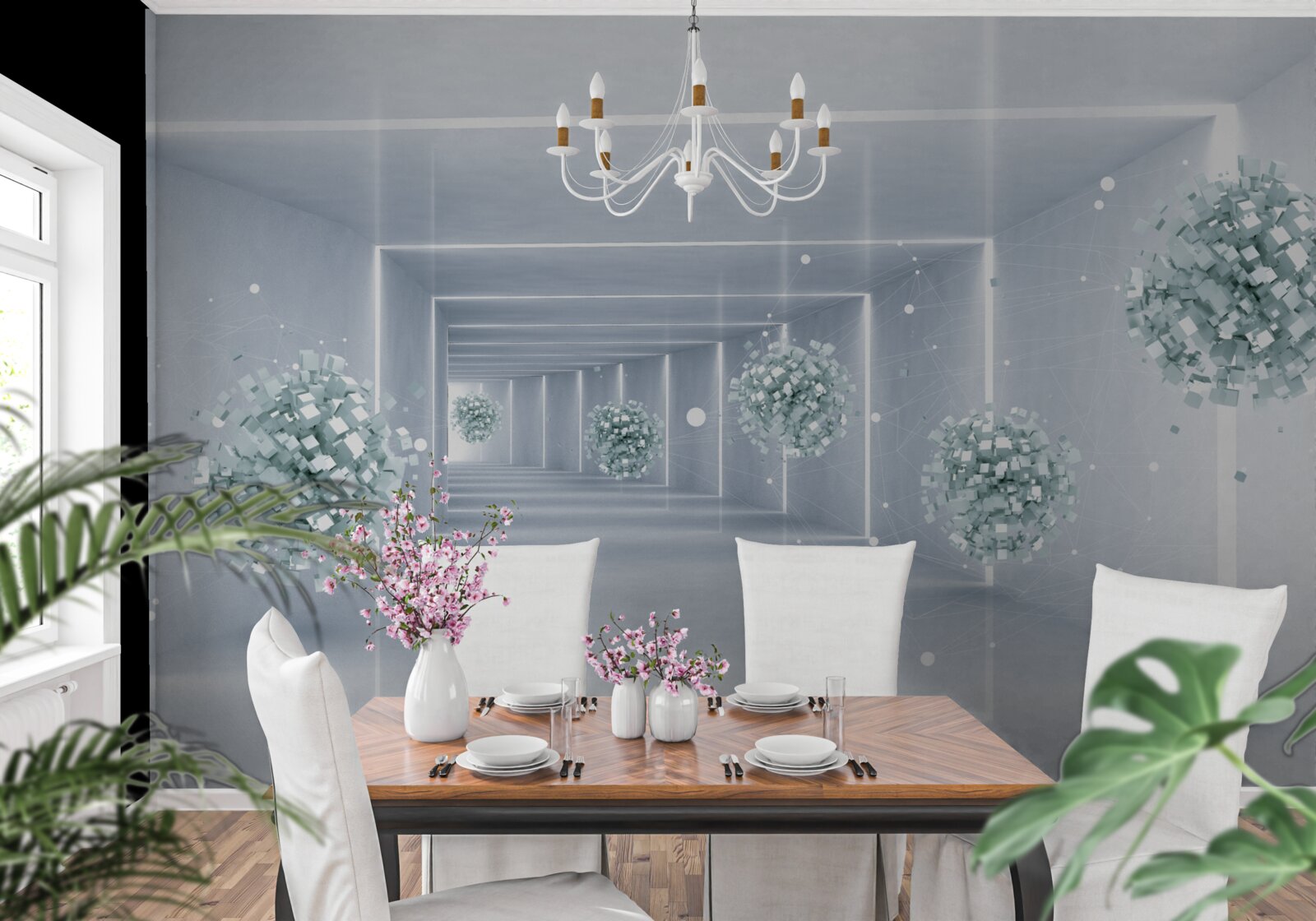 Fototapet vedere a tunelului și a sferelor care se întind în depărtare