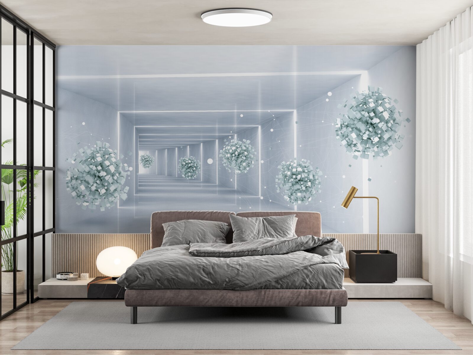 Fototapet vedere a tunelului și a sferelor care se întind în depărtare