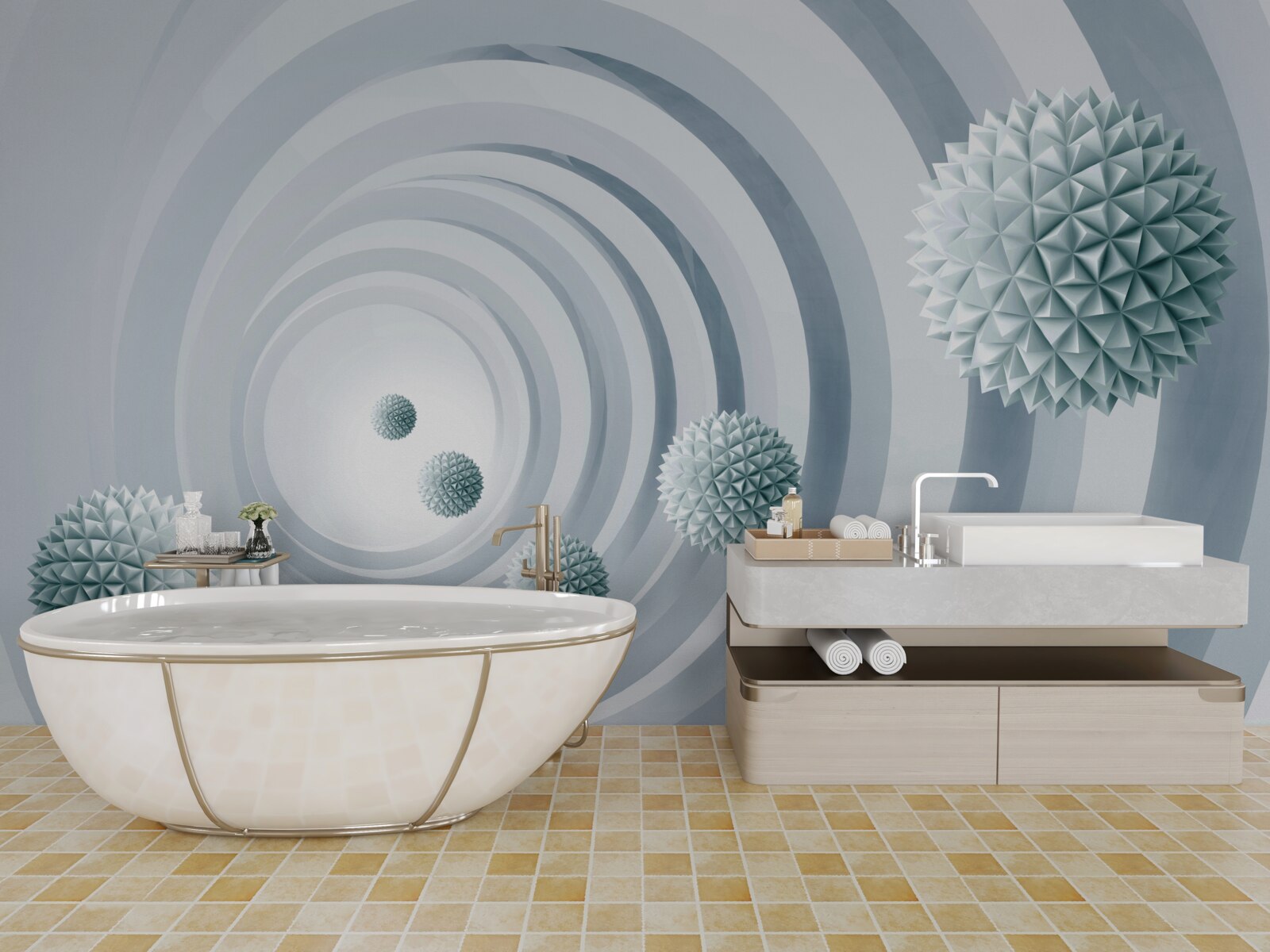 Fototapet gloanțele dispar într-un pasaj circular