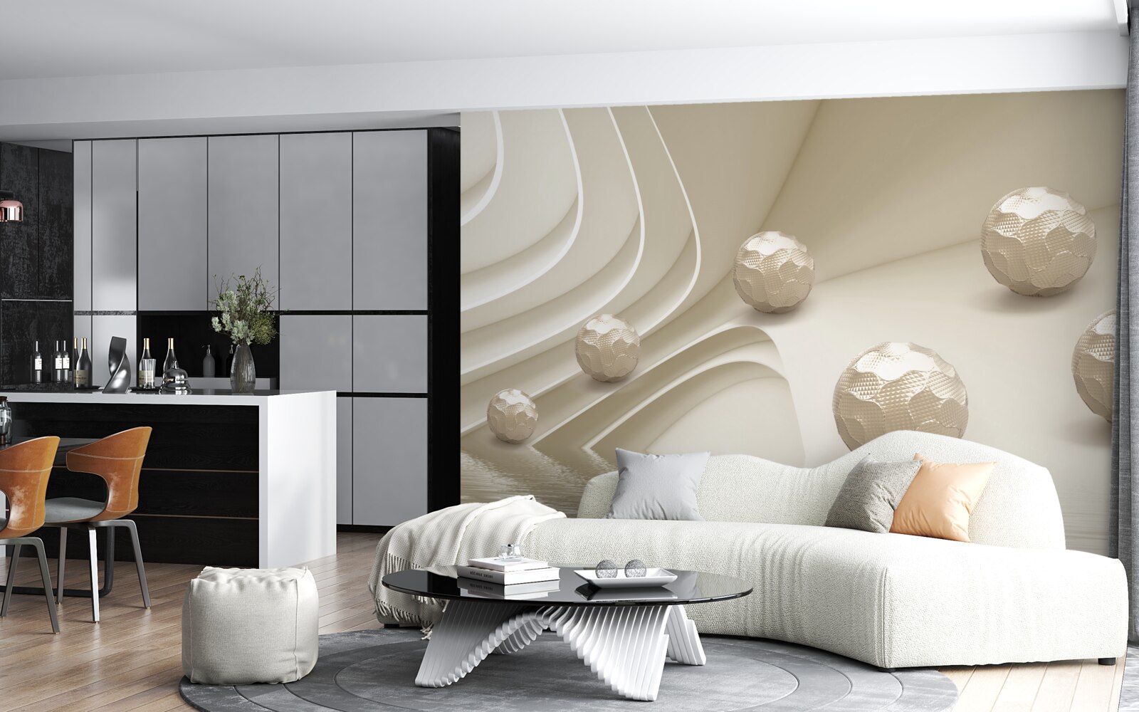 Fototapet bile fațetate care se rostogolesc la vale