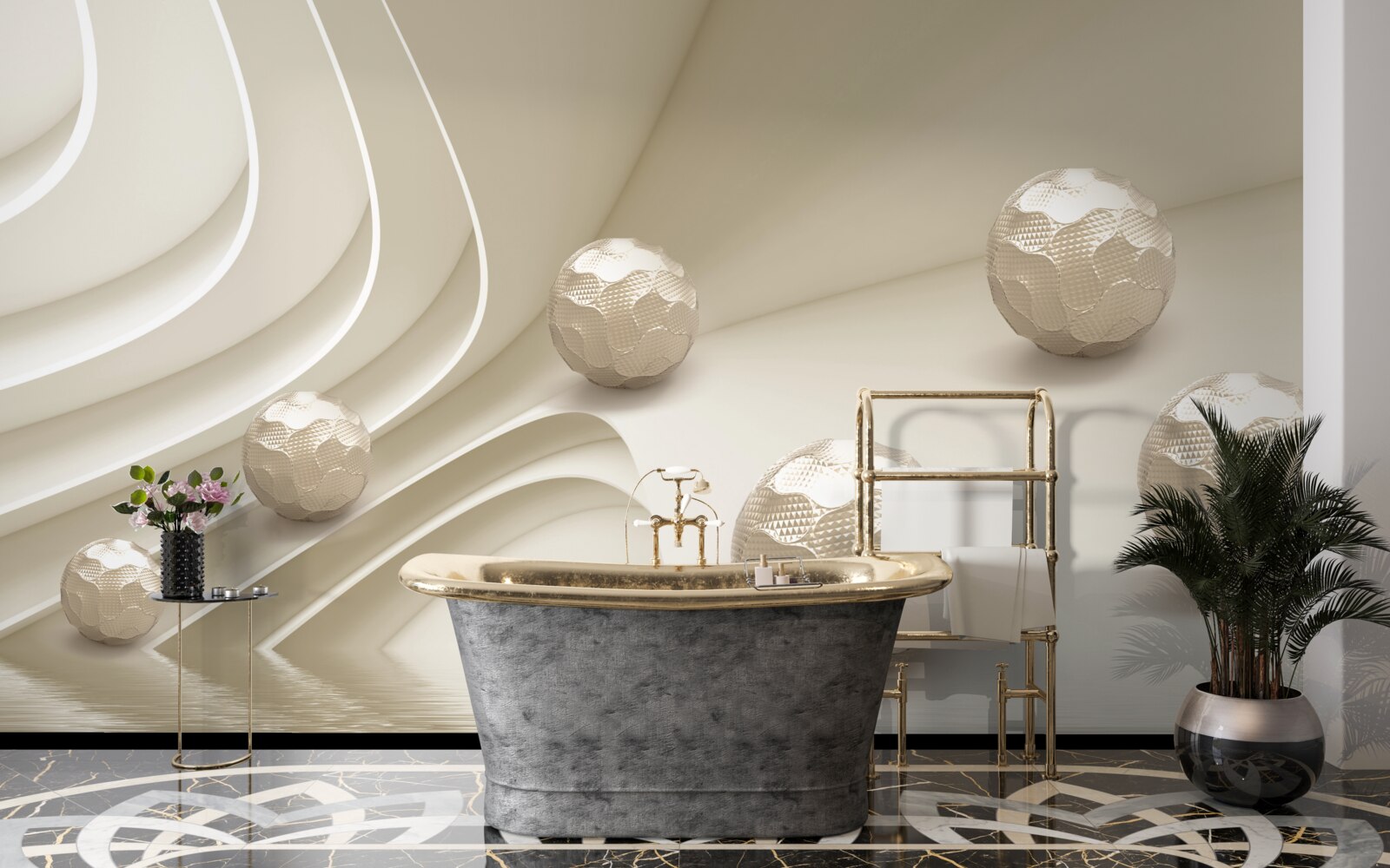 Fototapet bile fațetate care se rostogolesc la vale