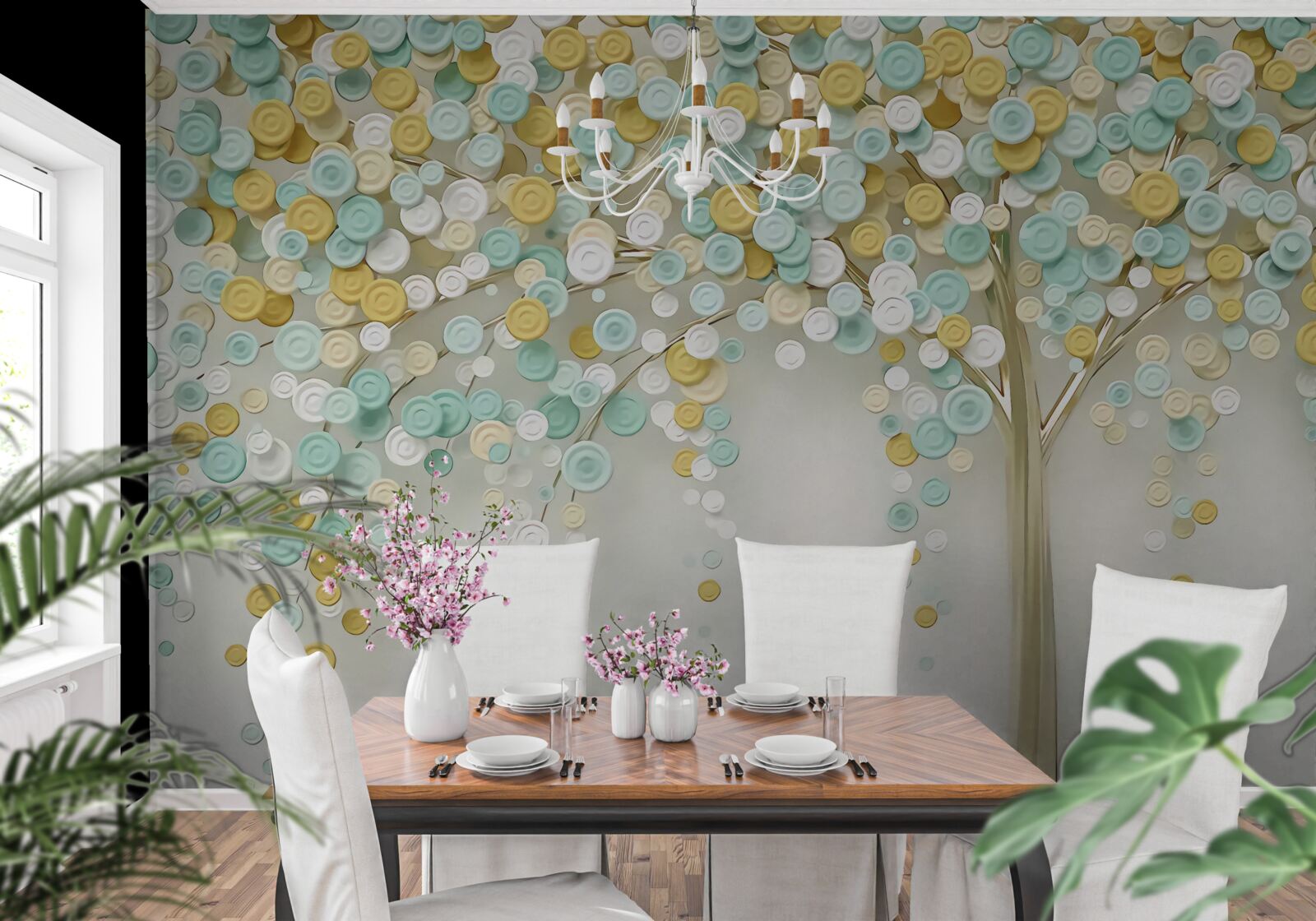 Fototapet strălucirea nuanțelor de vară pe lemn