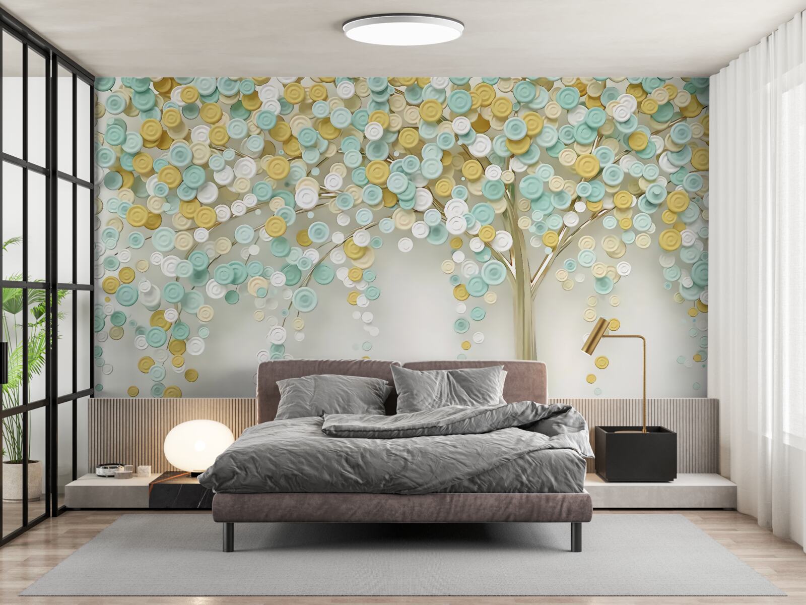 Fototapet strălucirea nuanțelor de vară pe lemn