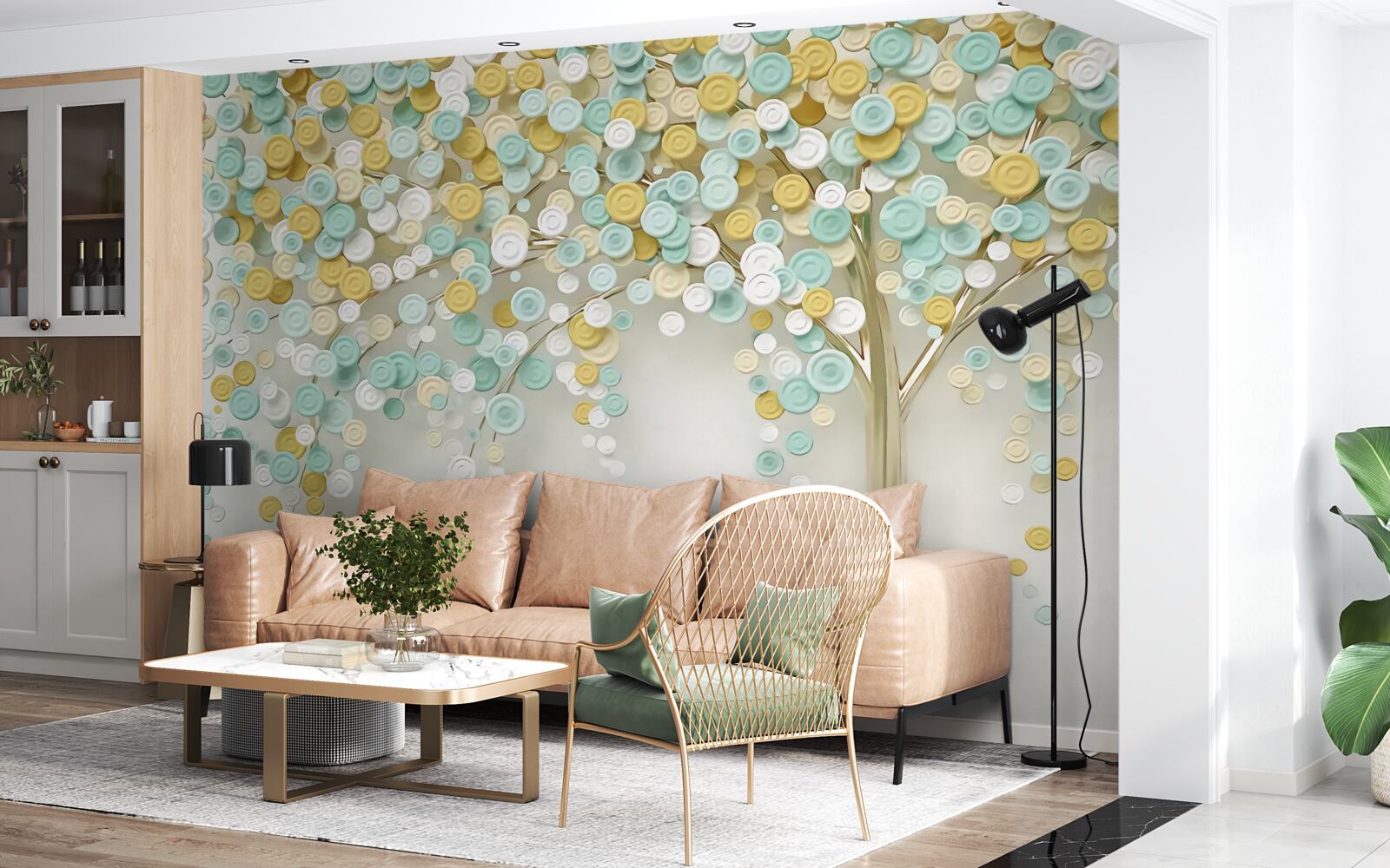 Fototapet strălucirea nuanțelor de vară pe lemn