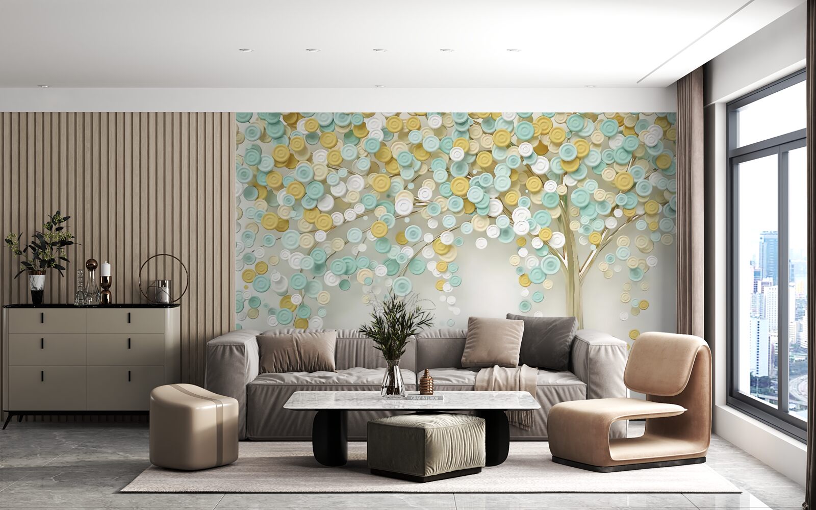 Fototapet strălucirea nuanțelor de vară pe lemn