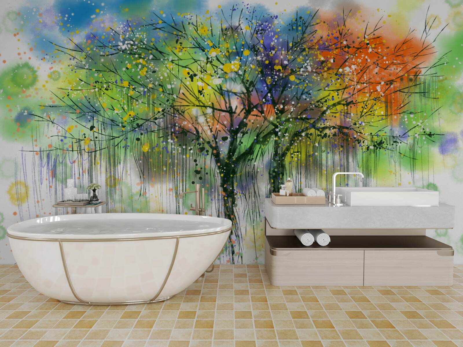 Fototapet Pădurea de toamnă este plină de culori strălucitoare