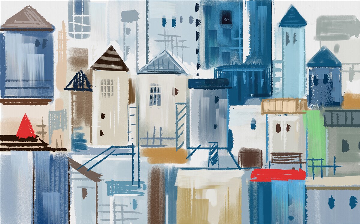 Fototapet arhitectură animată a orașului