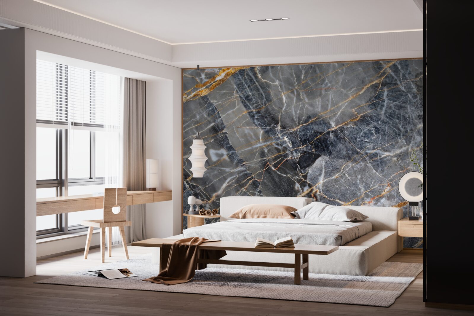 Fototapet marmură neagră cu nervuri aurii