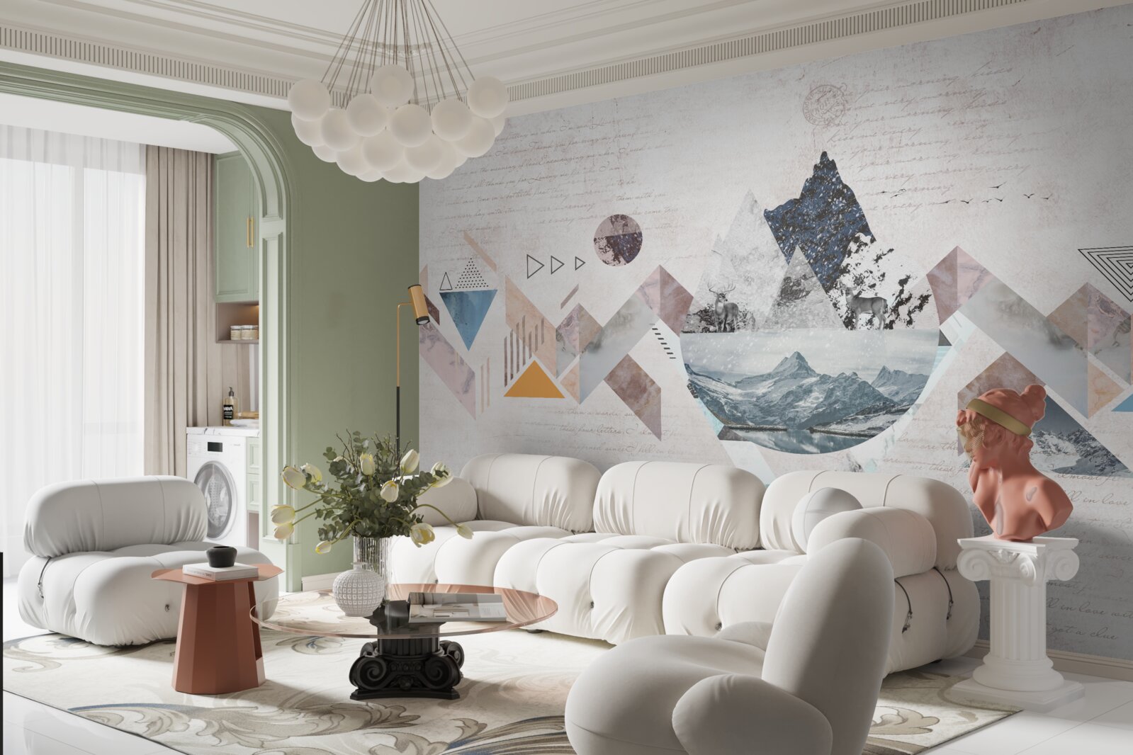 Fototapet schiță de iarnă a haosului provocat de apa învolburată