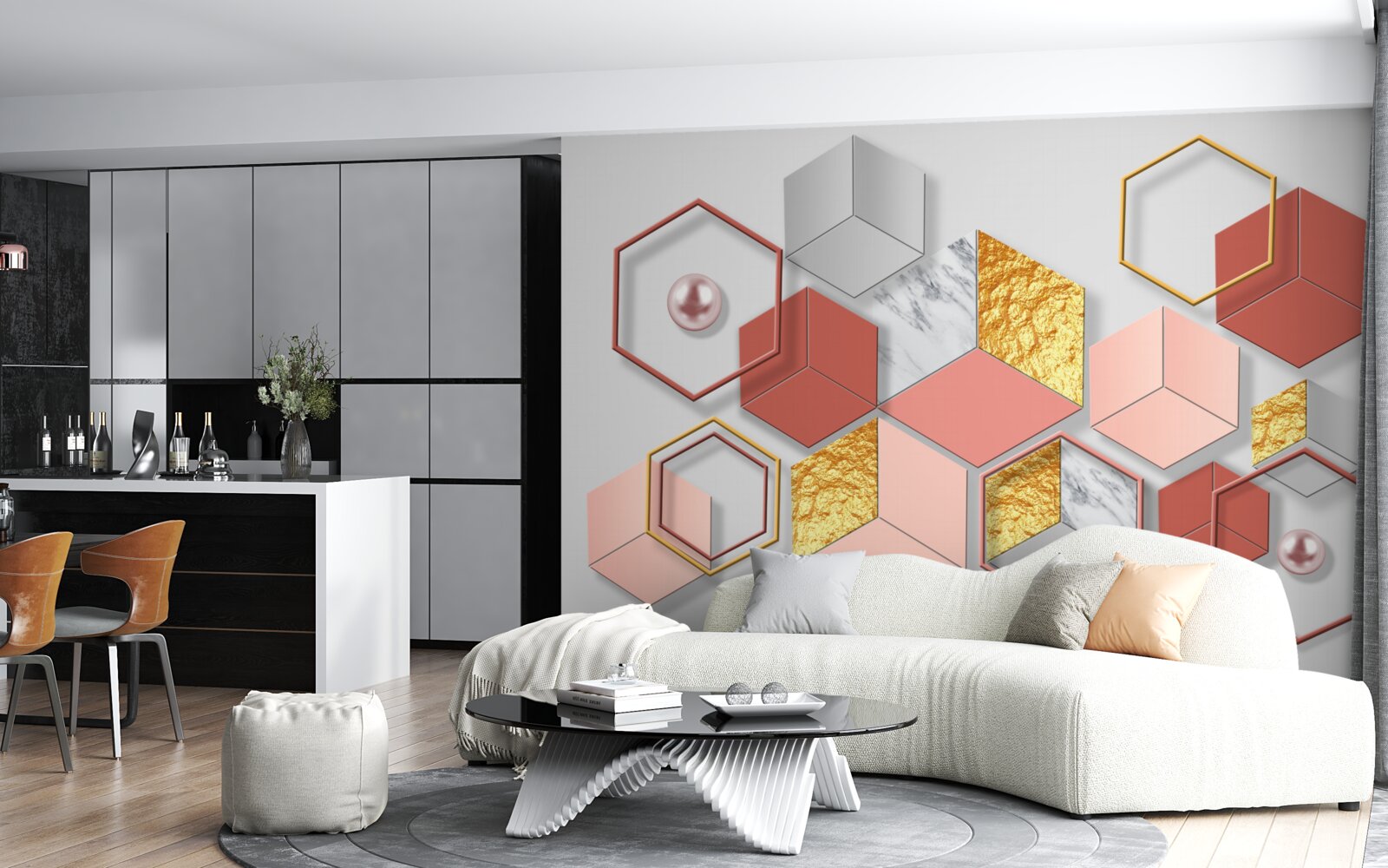 Fototapet pentagoane burgundy cu conținut diferit