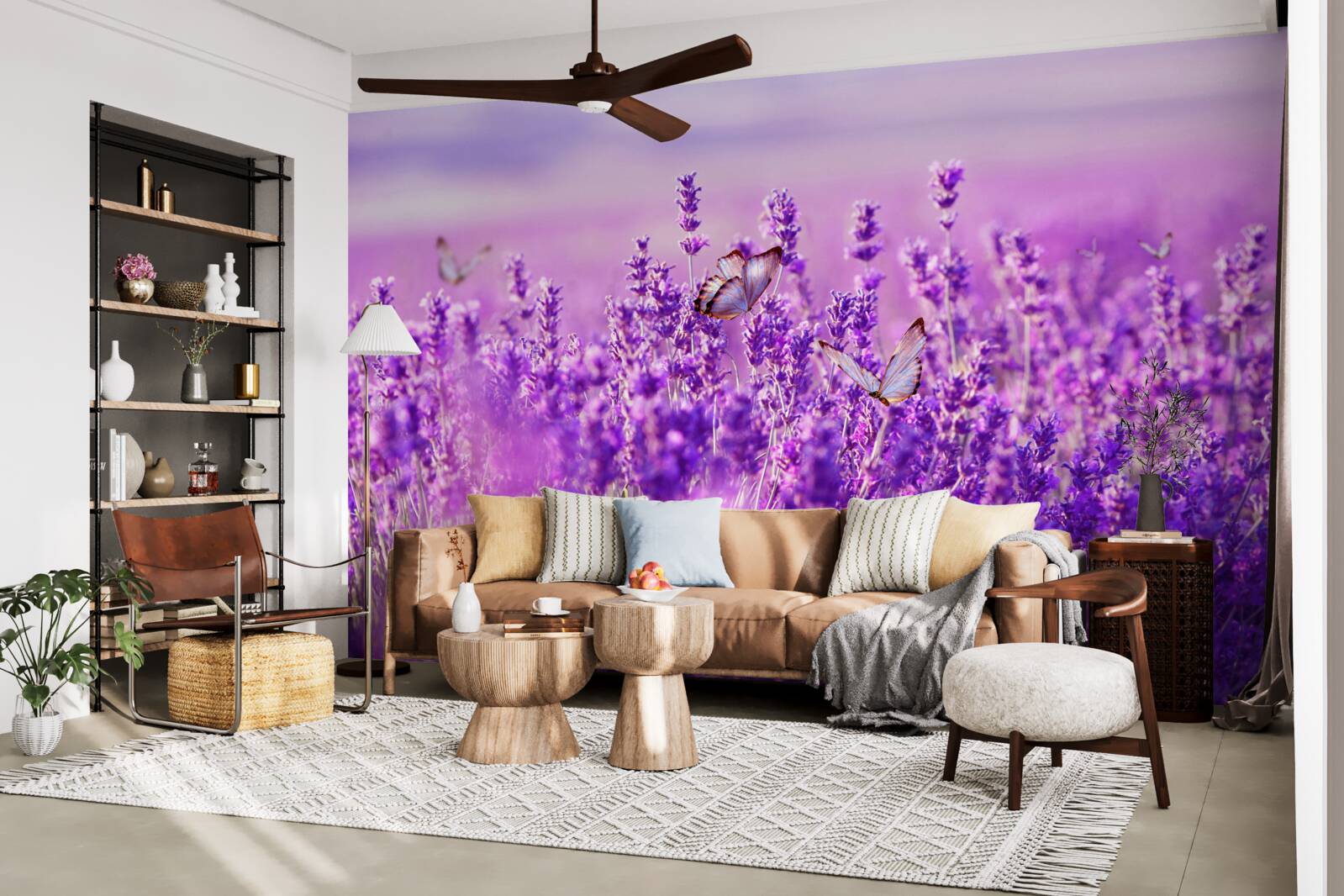 Fototapet culoarea levănțică a liliacului și a fluturelui