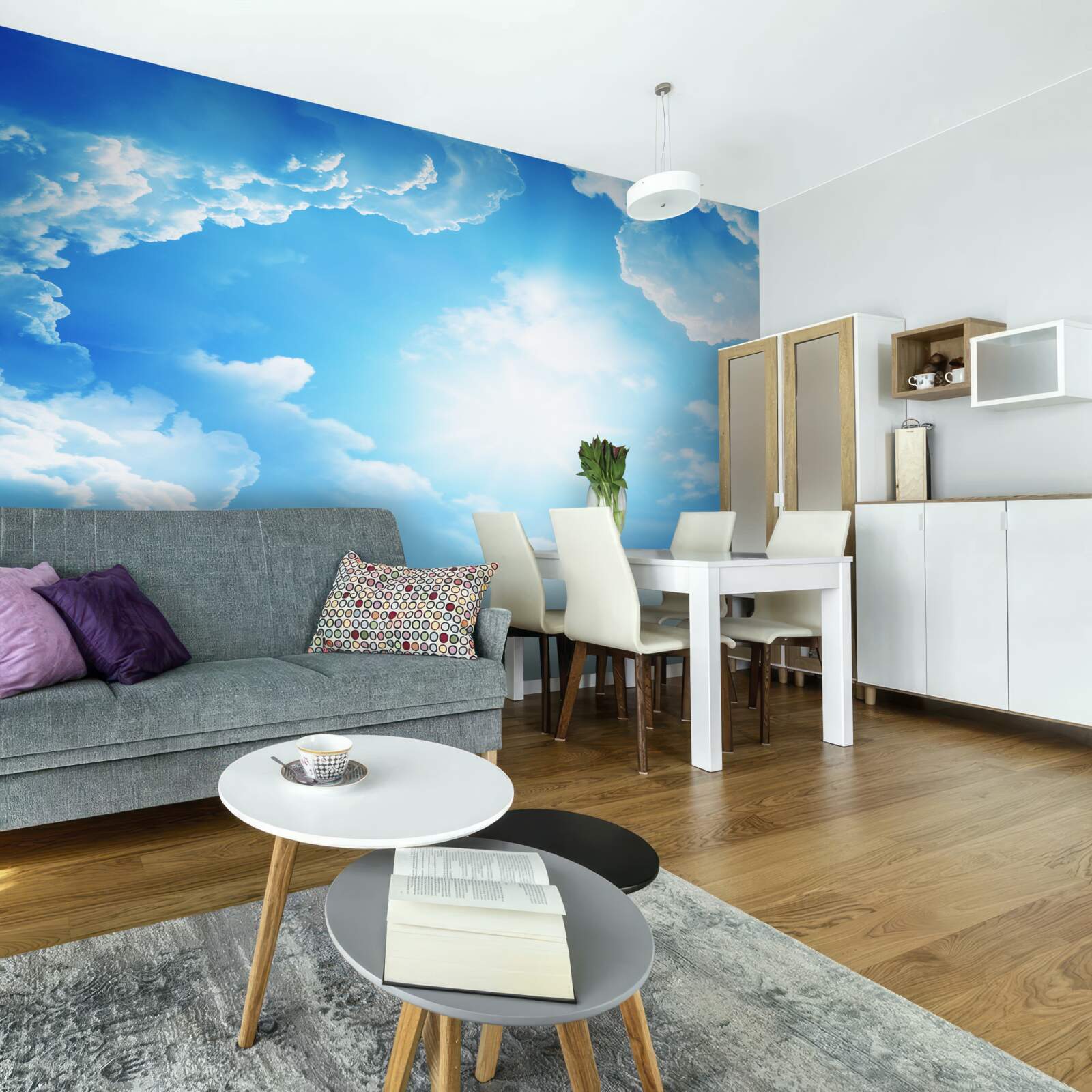 Fototapet cerul fermecător luminează soarele strălucitor