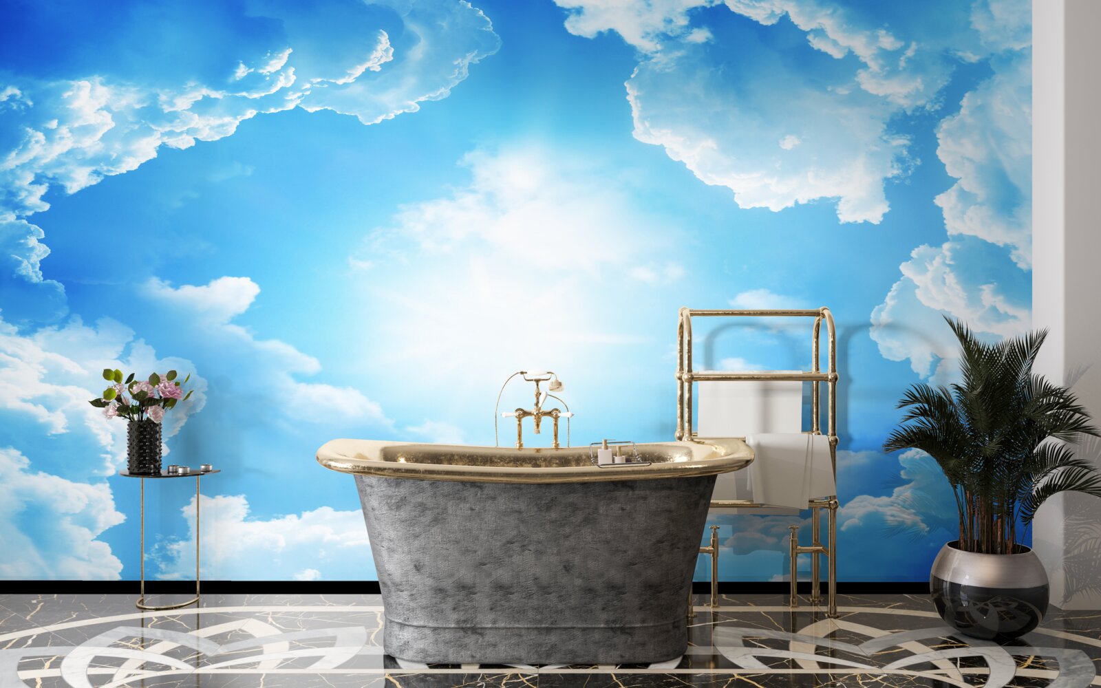 Fototapet cerul fermecător luminează soarele strălucitor