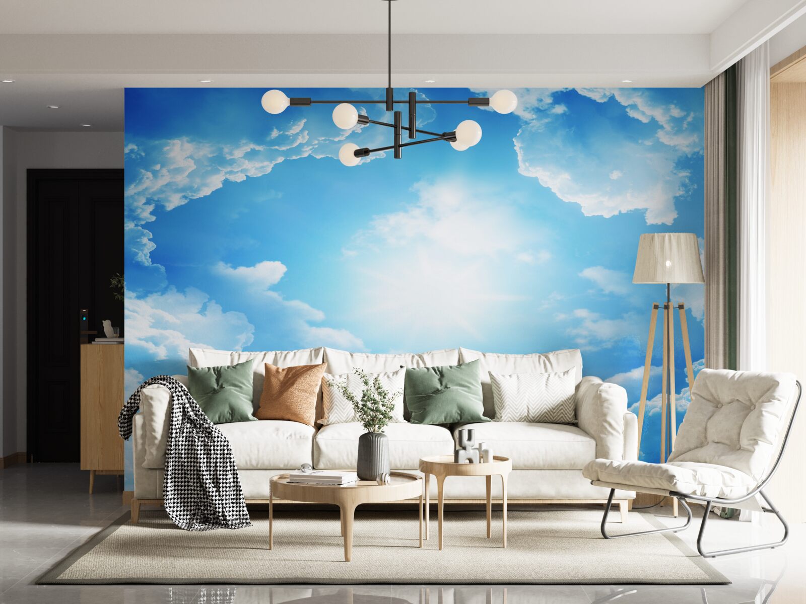 Fototapet cerul fermecător luminează soarele strălucitor