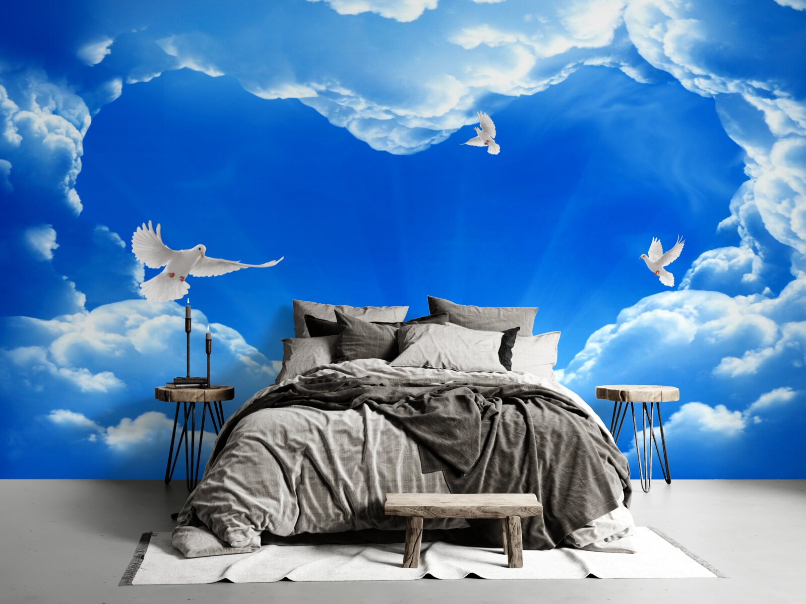 Fototapet păsări albastre se înalță pe cer