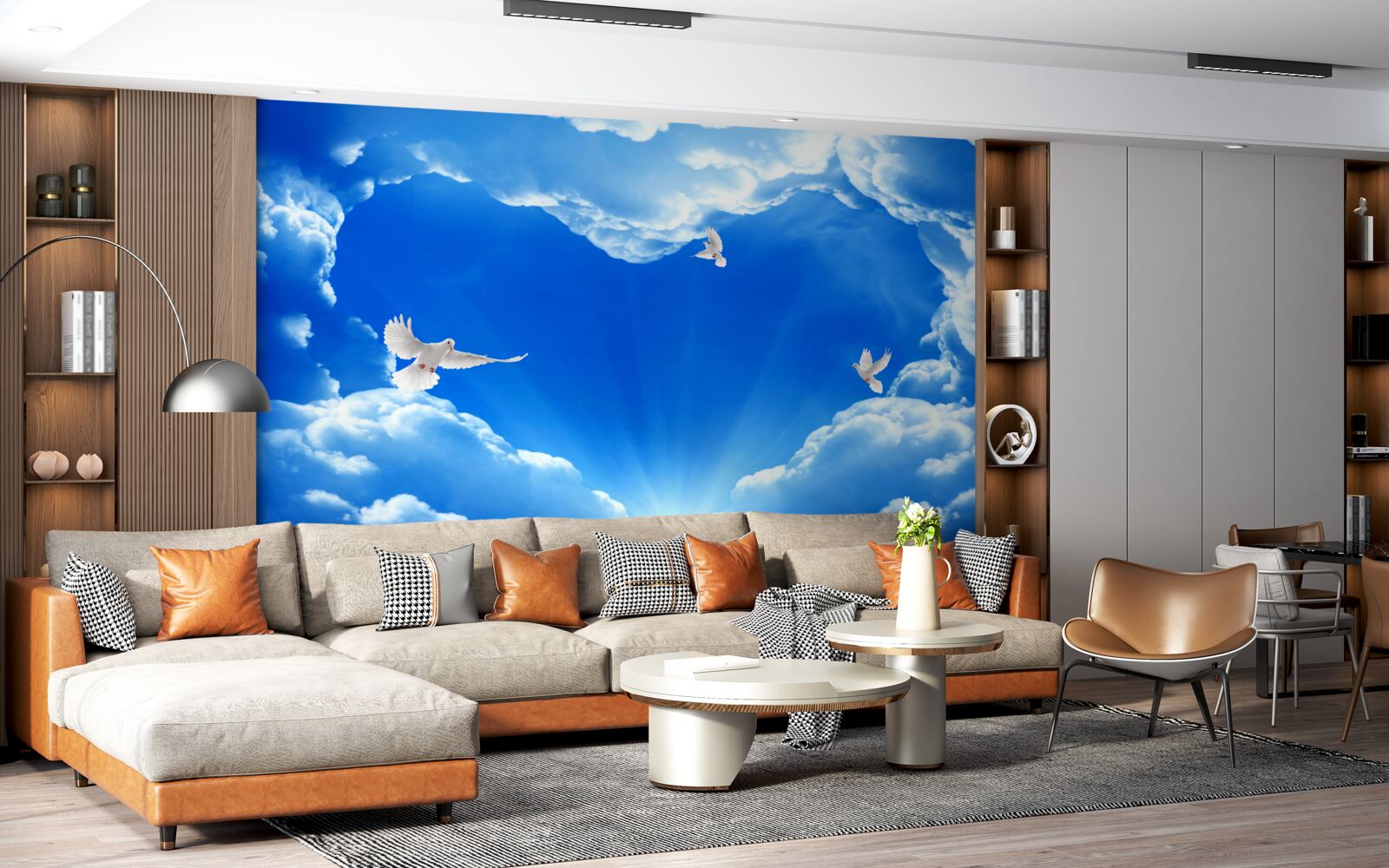 Fototapet păsări albastre se înalță pe cer