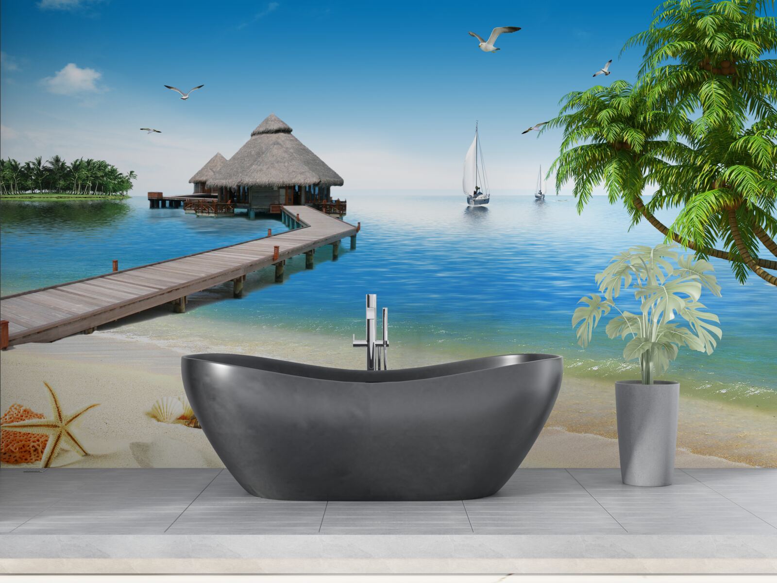 Fototapet lagună liniștită pe insulă