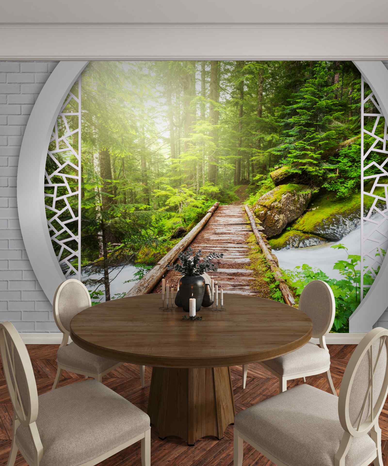 Fototapet Poteca de munte care trece printr-o pădure densă