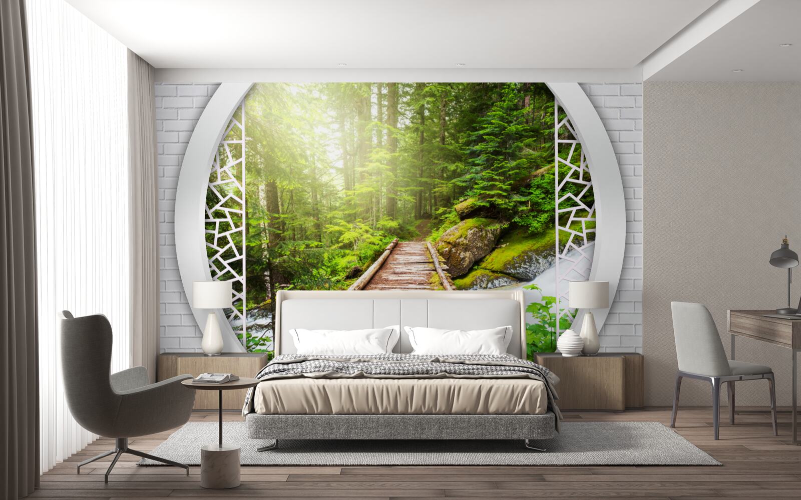 Fototapet Poteca de munte care trece printr-o pădure densă