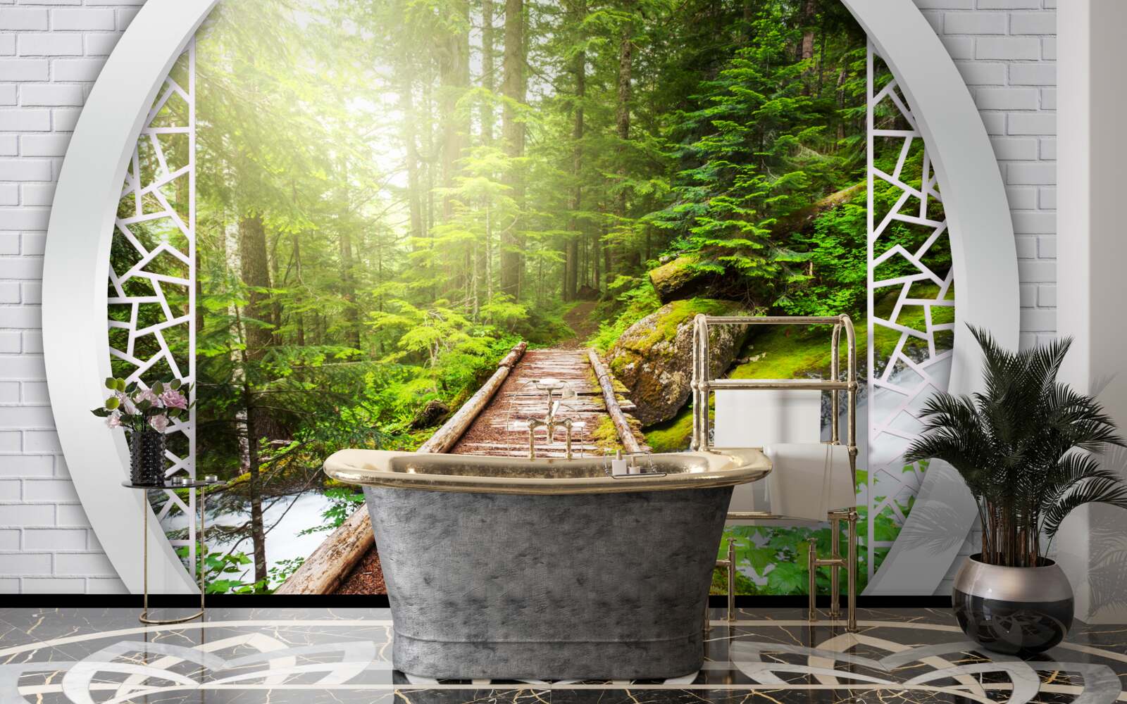 Fototapet Poteca de munte care trece printr-o pădure densă