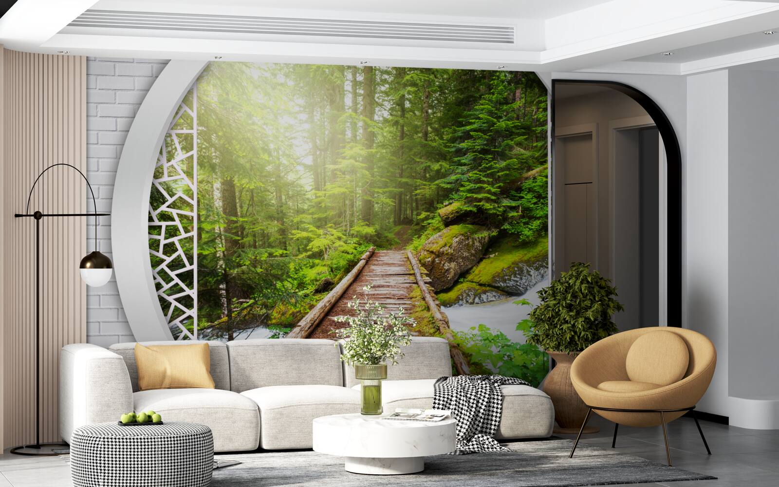 Fototapet Poteca de munte care trece printr-o pădure densă