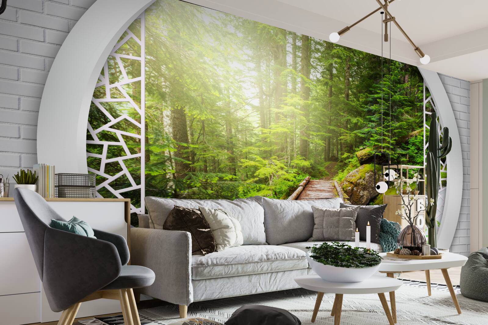 Fototapet Poteca de munte care trece printr-o pădure densă