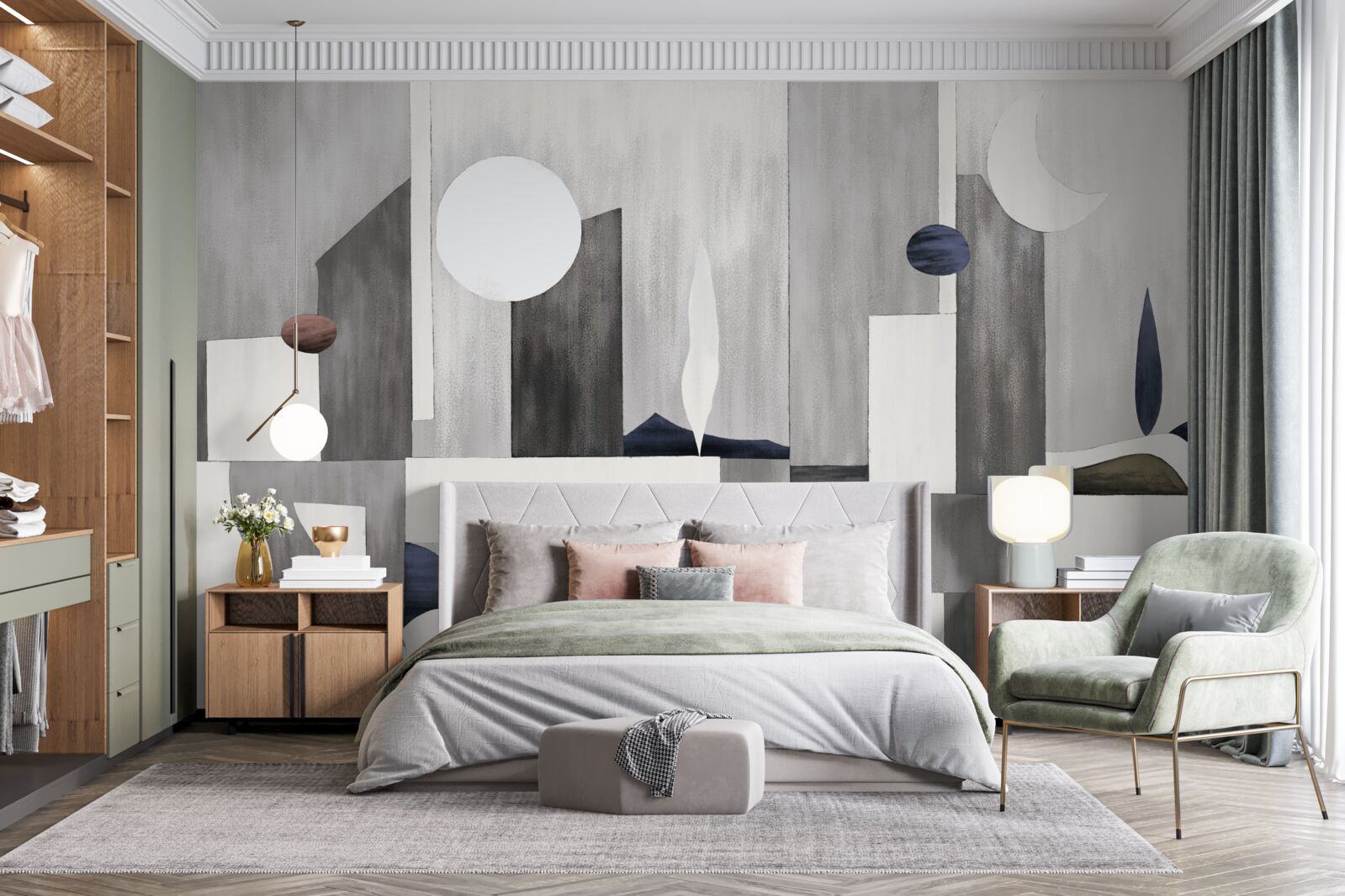 Fototapet orașul se trezește sub soarele care răsare