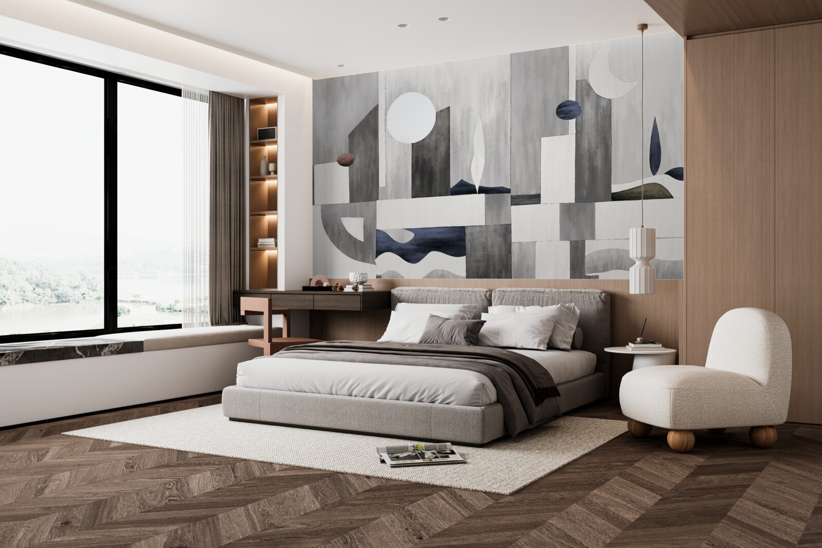 Fototapet orașul se trezește sub soarele care răsare