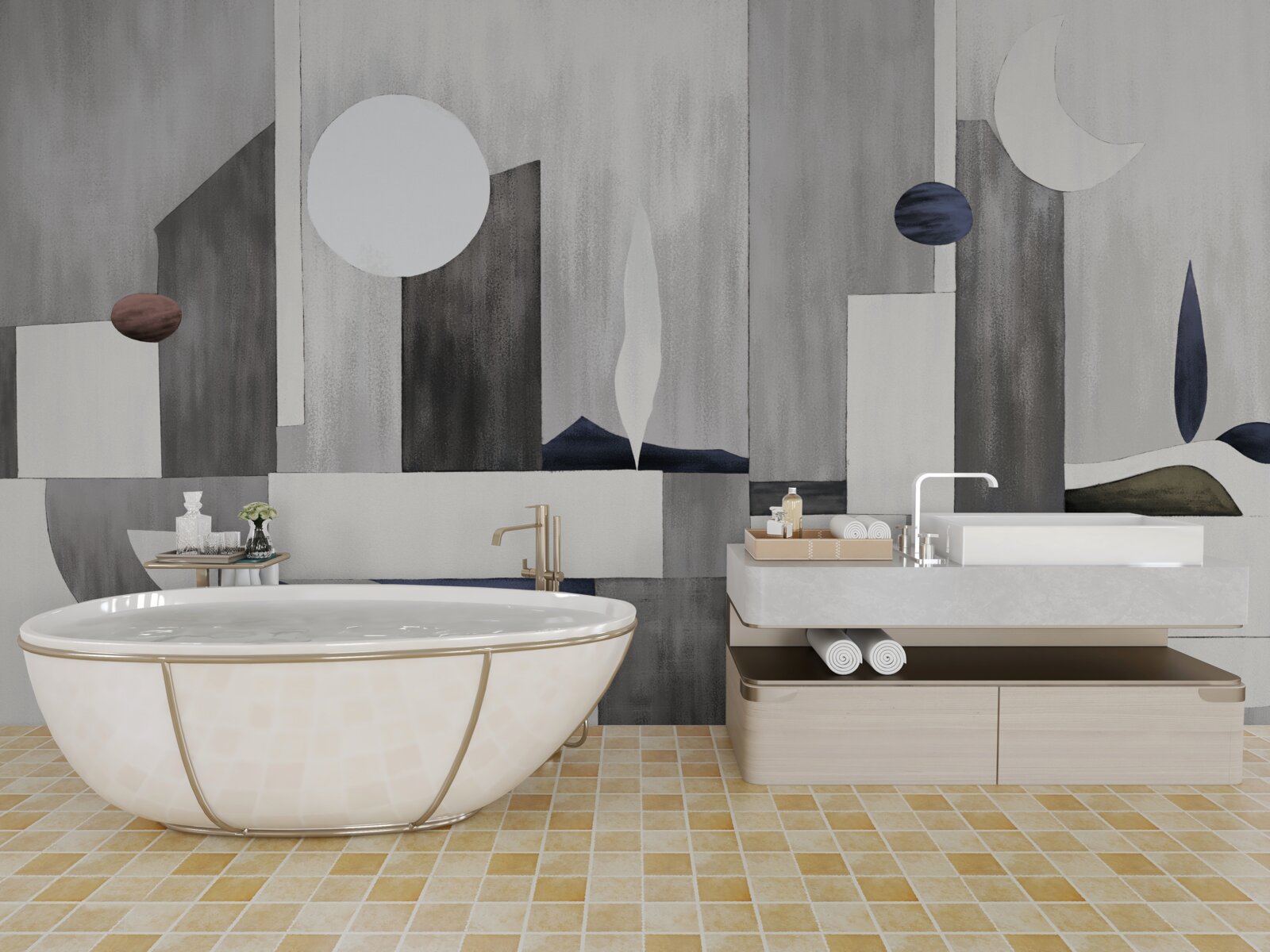 Fototapet orașul se trezește sub soarele care răsare