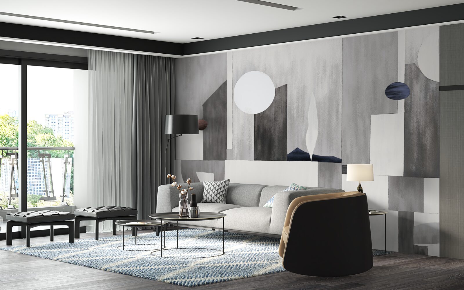 Fototapet orașul se trezește sub soarele care răsare