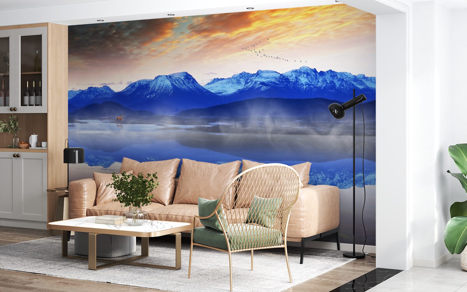 Fototapet o pătură de ceață peste suprafața instabilă a apei