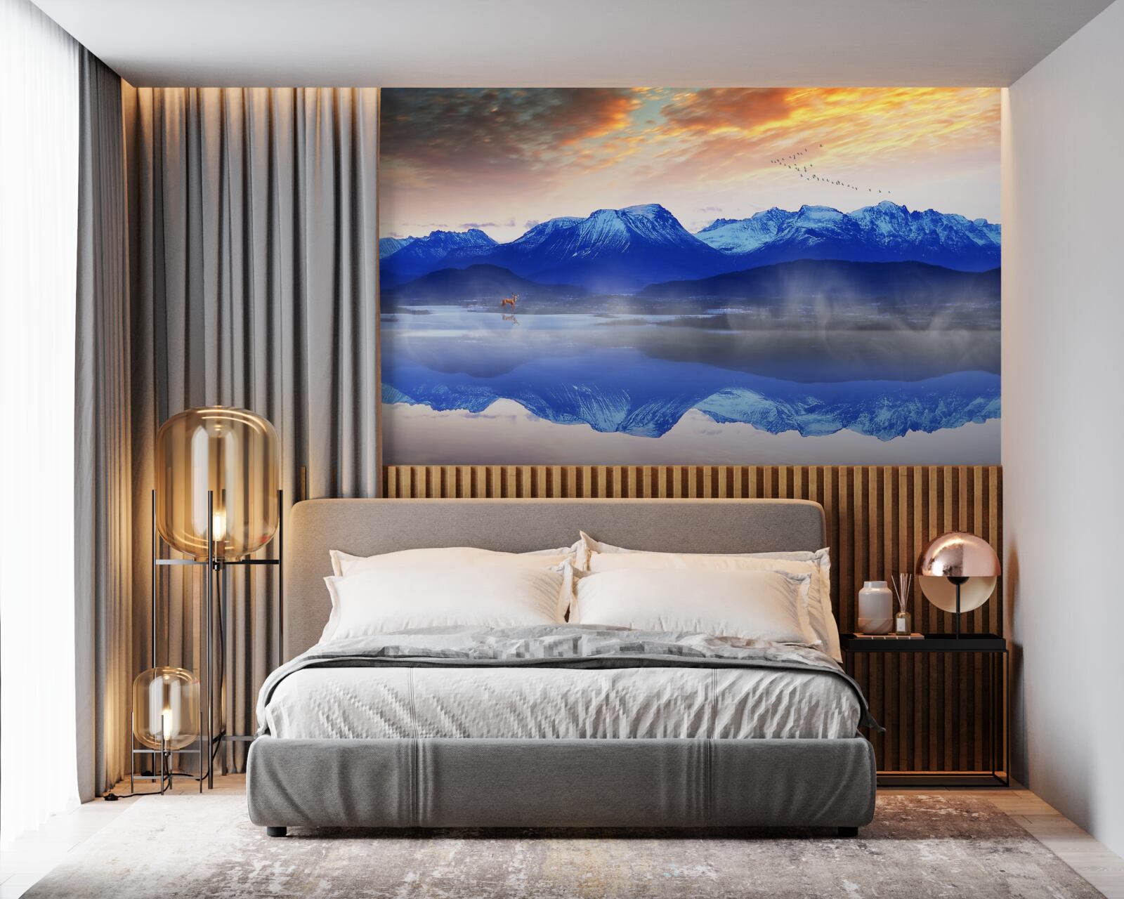 Fototapet o pătură de ceață peste suprafața instabilă a apei