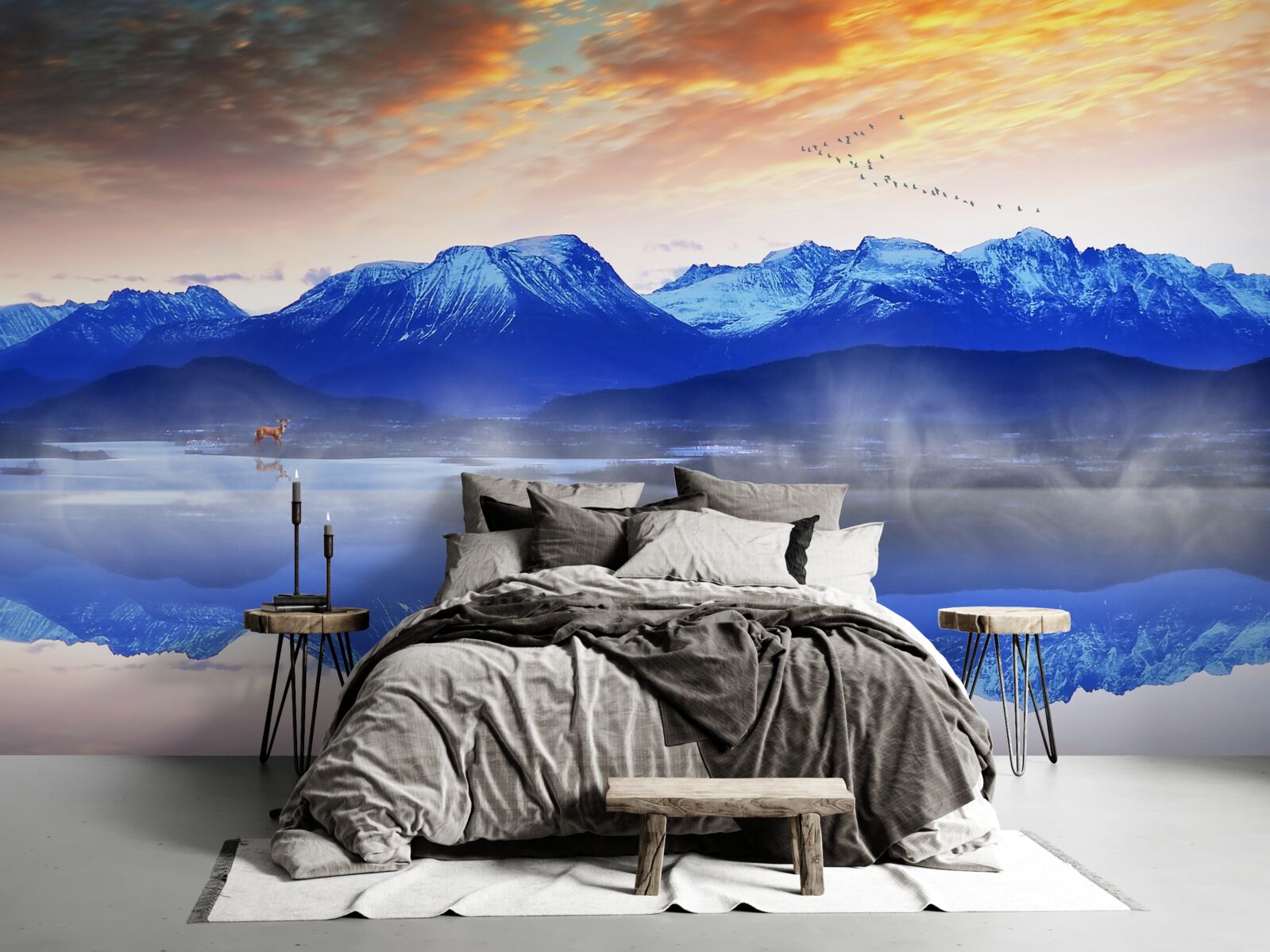 Fototapet o pătură de ceață peste suprafața instabilă a apei