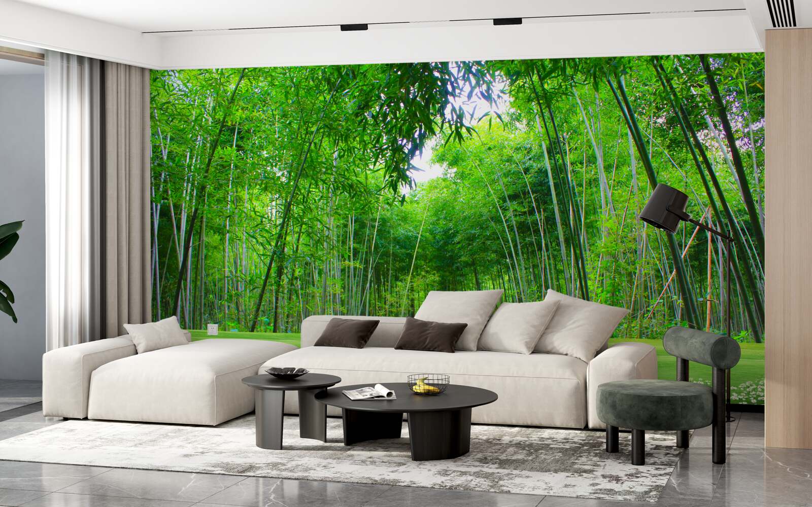 Fototapet un câmp care devine o livadă de bambus