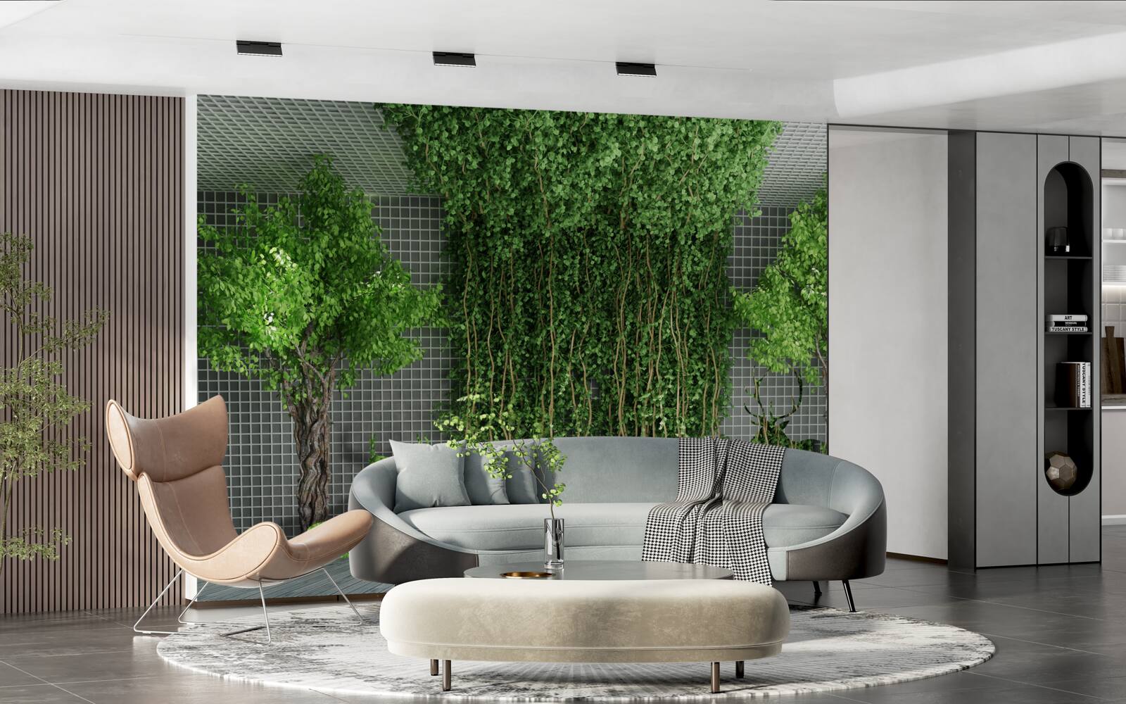 Fototapet pădurea verde înconjoară scena căprioarei