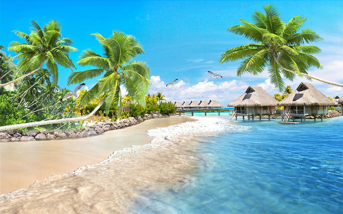 Fototapet foișoare maritime pe apă