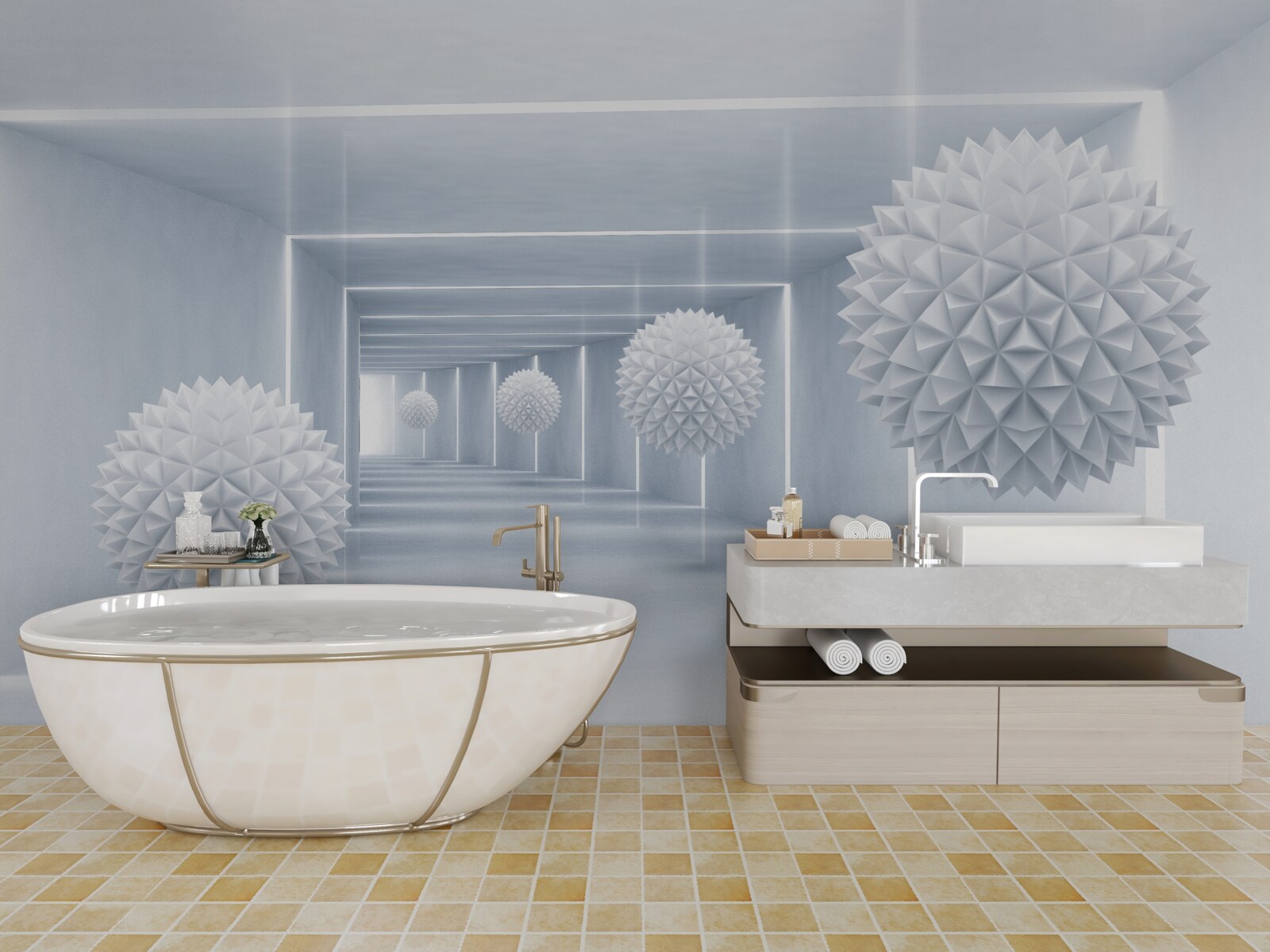 Fototapet gloanțe și tunel în perspectivă vizuală