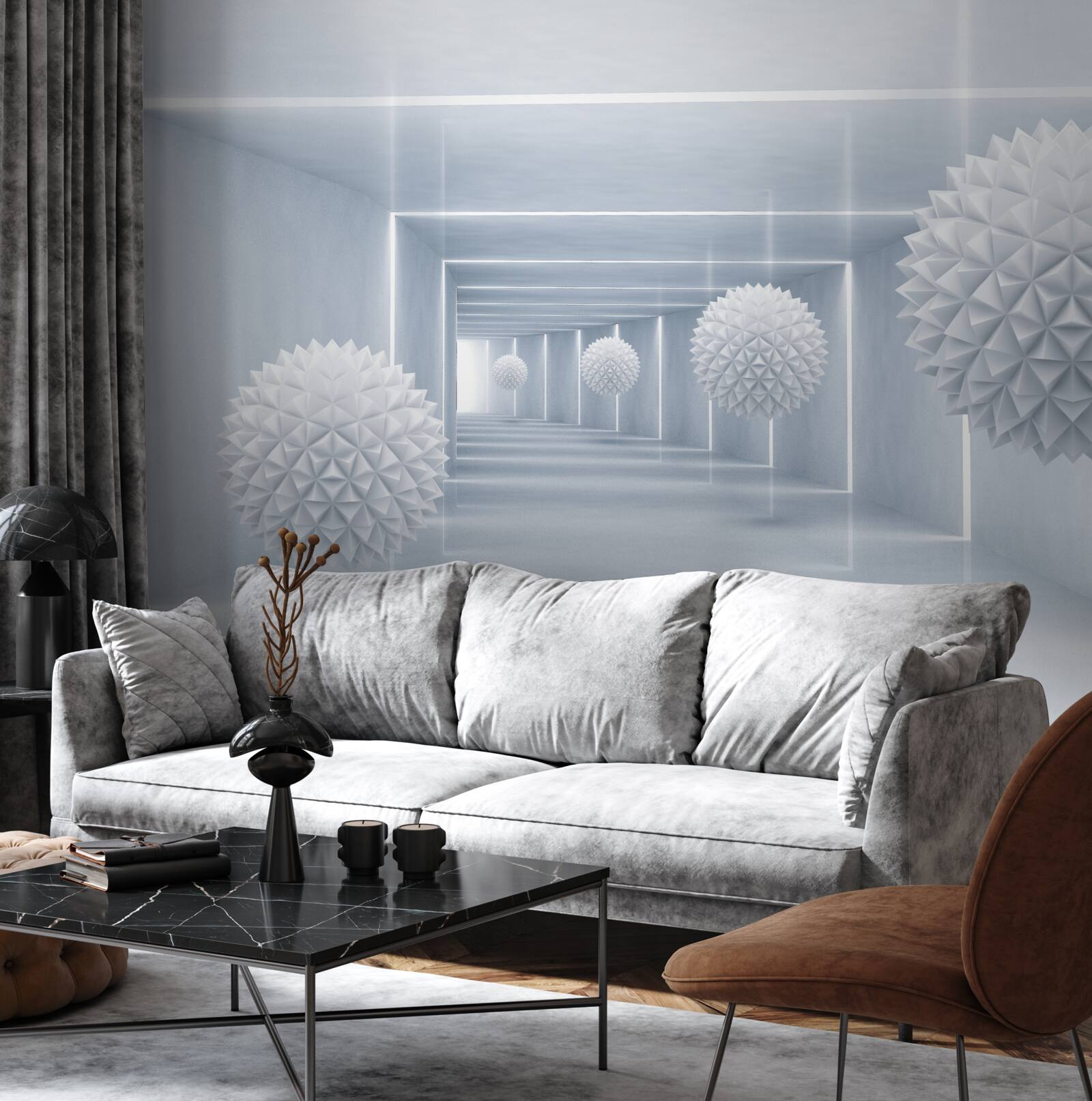 Fototapet gloanțe și tunel în perspectivă vizuală