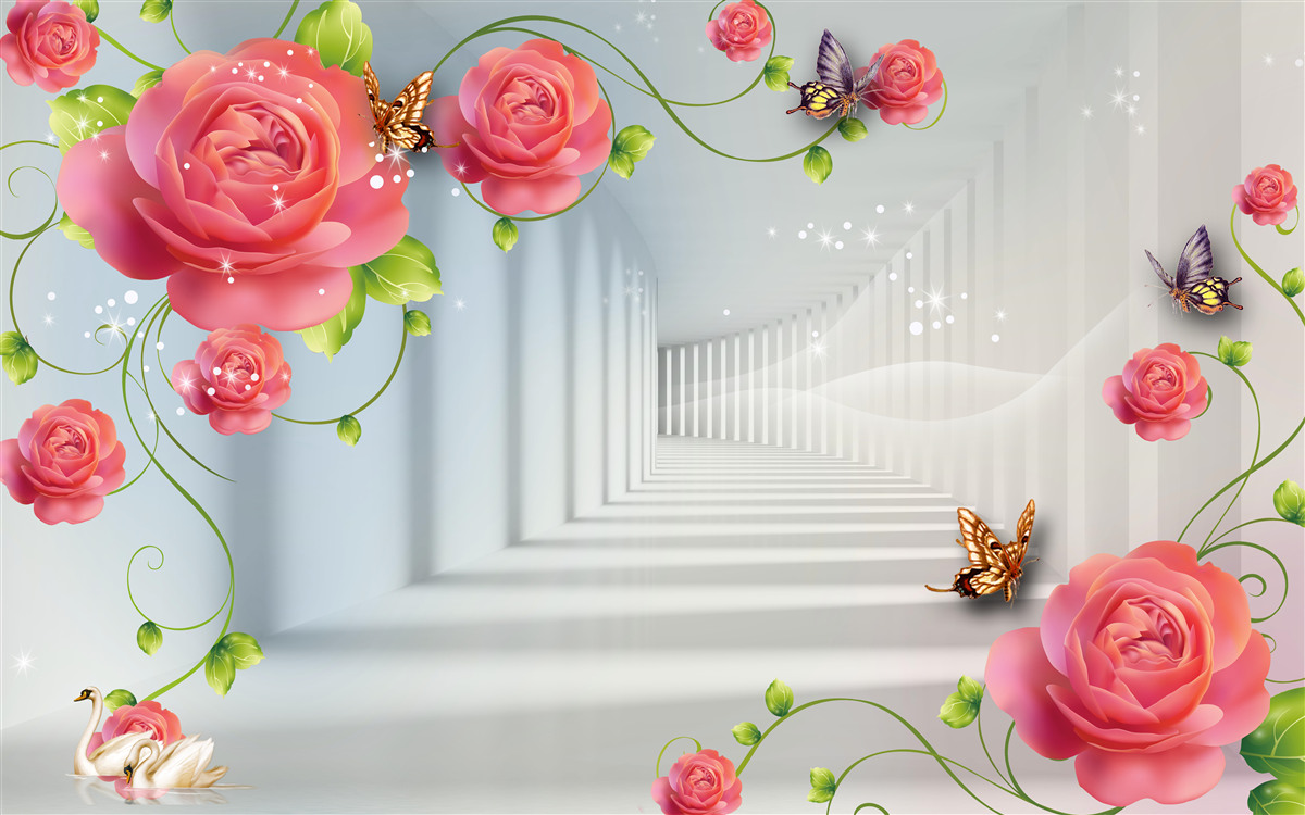 Fototapet în fața părinților se află trandafiri roșii