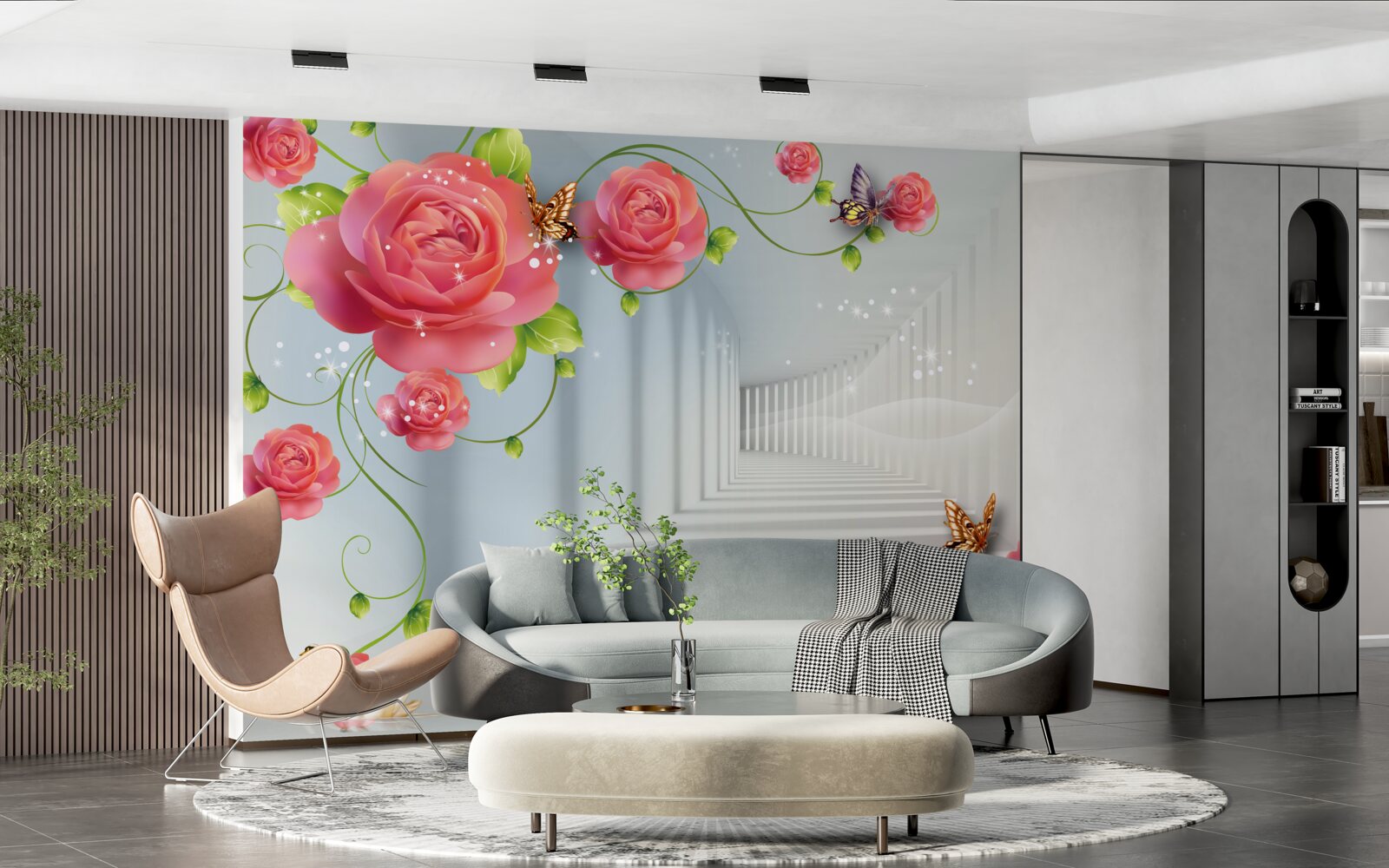 Fototapet în fața părinților se află trandafiri roșii