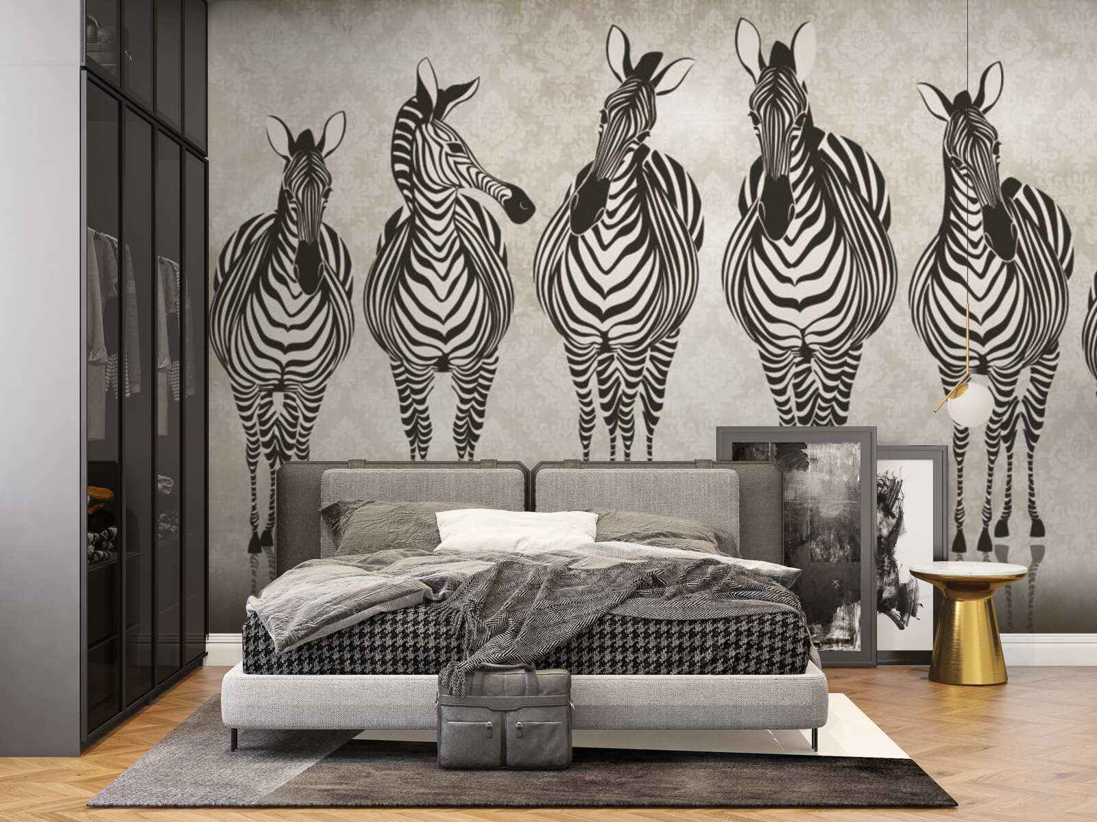 Fototapet un grup de zebre se îndreaptă spre refugiul lor