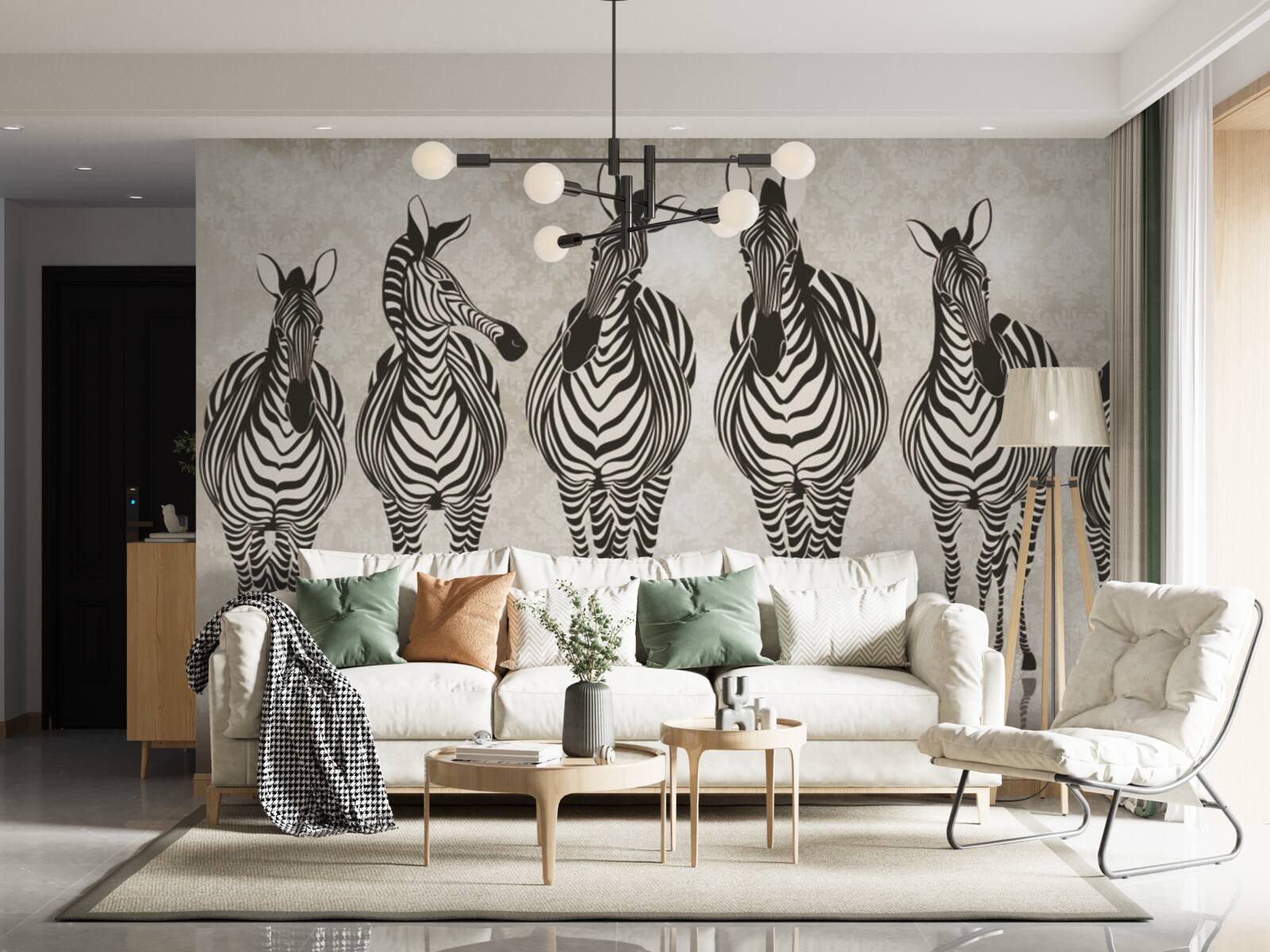 Fototapet un grup de zebre se îndreaptă spre refugiul lor