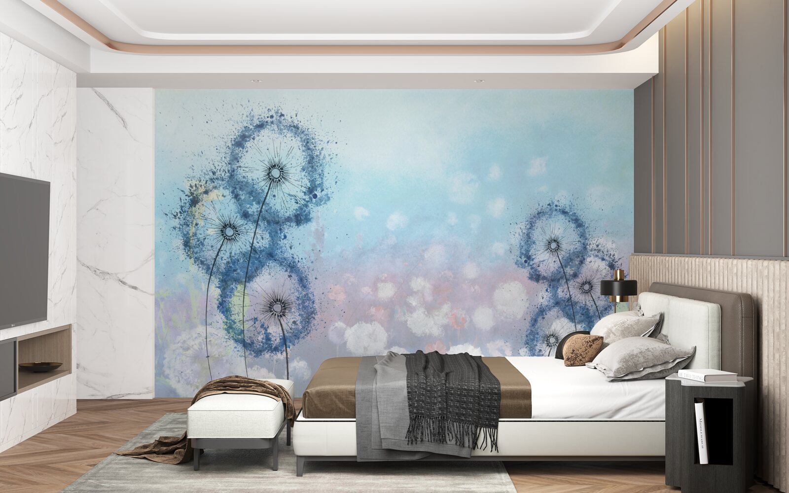 Fototapet flori albastre neobișnuite